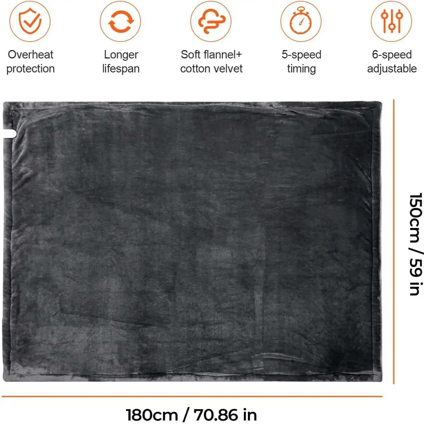 Electric Heated Throw Blanket Soft Washable 6 Heat Levels Auto Shut Off Safety - Image 4