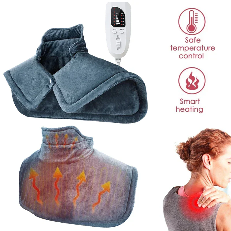 Electric Heating Pad Shawl – Shoulder Neck Back Heat Therapy Pain Relief Wrap - Image 2