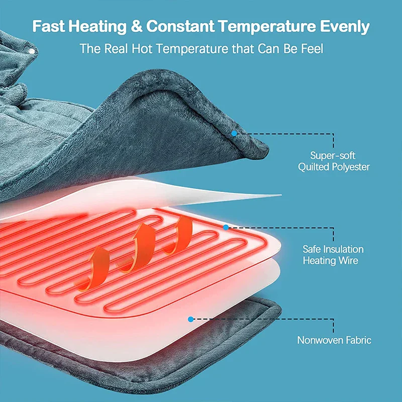 Electric Heating Pad Shawl – Shoulder Neck Back Heat Therapy Pain Relief Wrap - Image 5