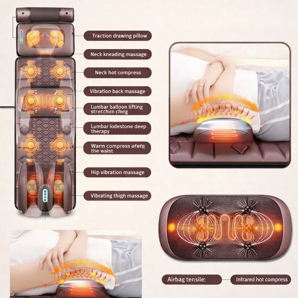 Electric Massage Mattress Vibrating Heating Massager for Back Neck Full Body - Image 7