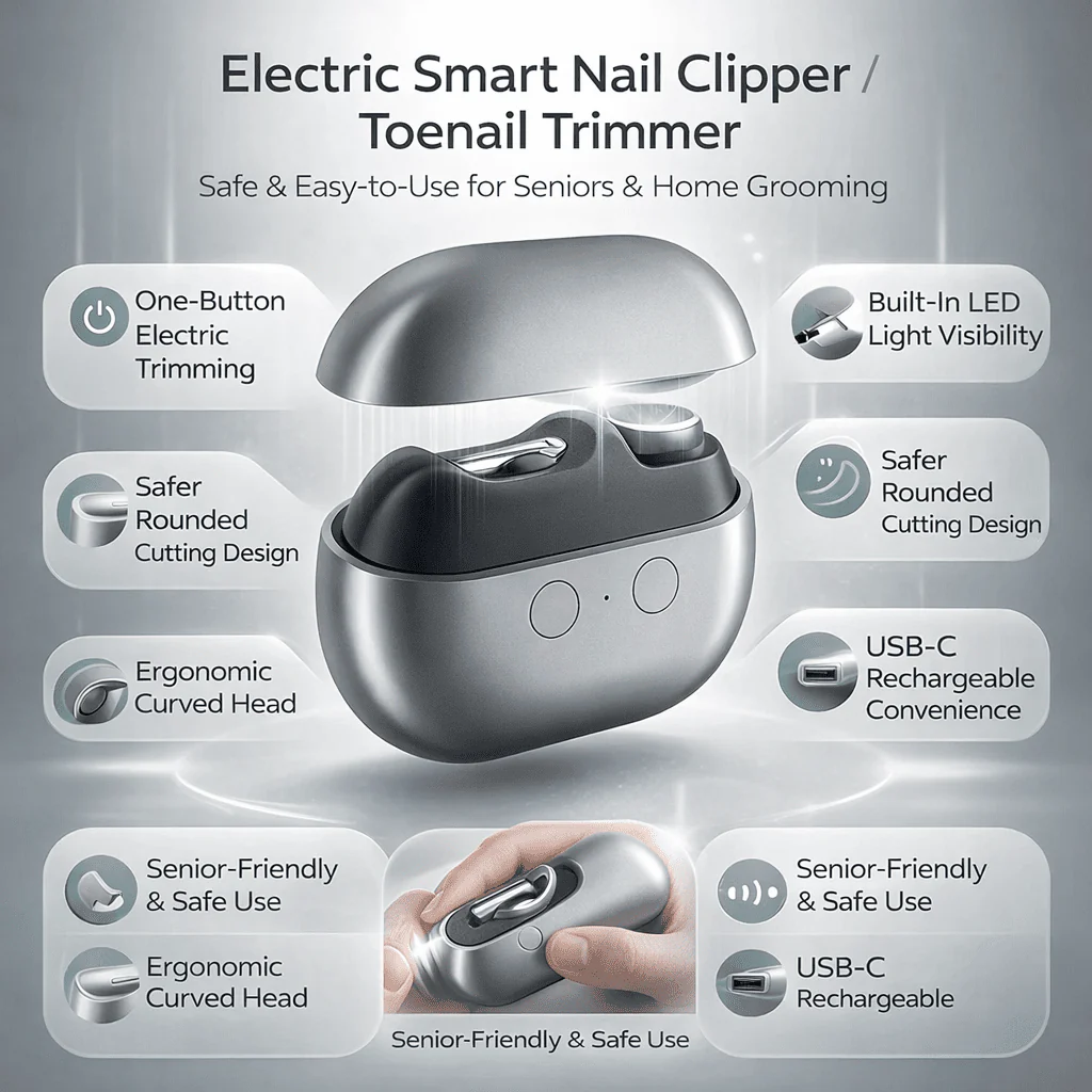 Electric Nail Clipper with LED Light USB-C Rechargeable - Image 3