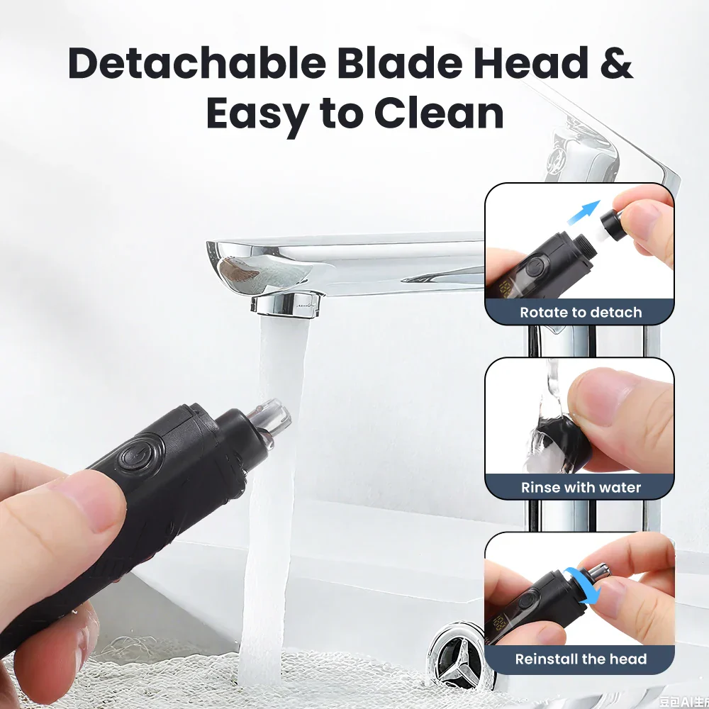 Electric Nose Hair Trimmer USB Rechargeable Ear & Nose Hair Remover for Men - Image 4