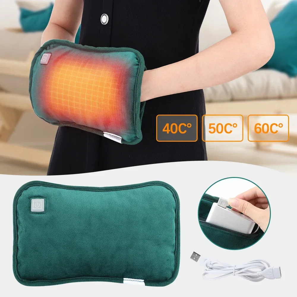 Electric USB Hand Warmer 3-Level Hot Water Bag Soft Reusable Winter Pocket - Image 2