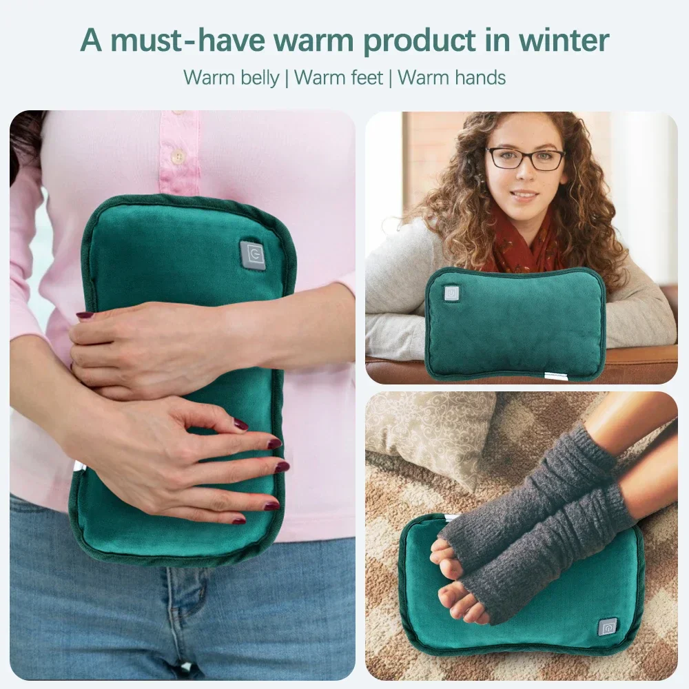 Electric USB Hand Warmer 3-Level Hot Water Bag Soft Reusable Winter Pocket - Image 3
