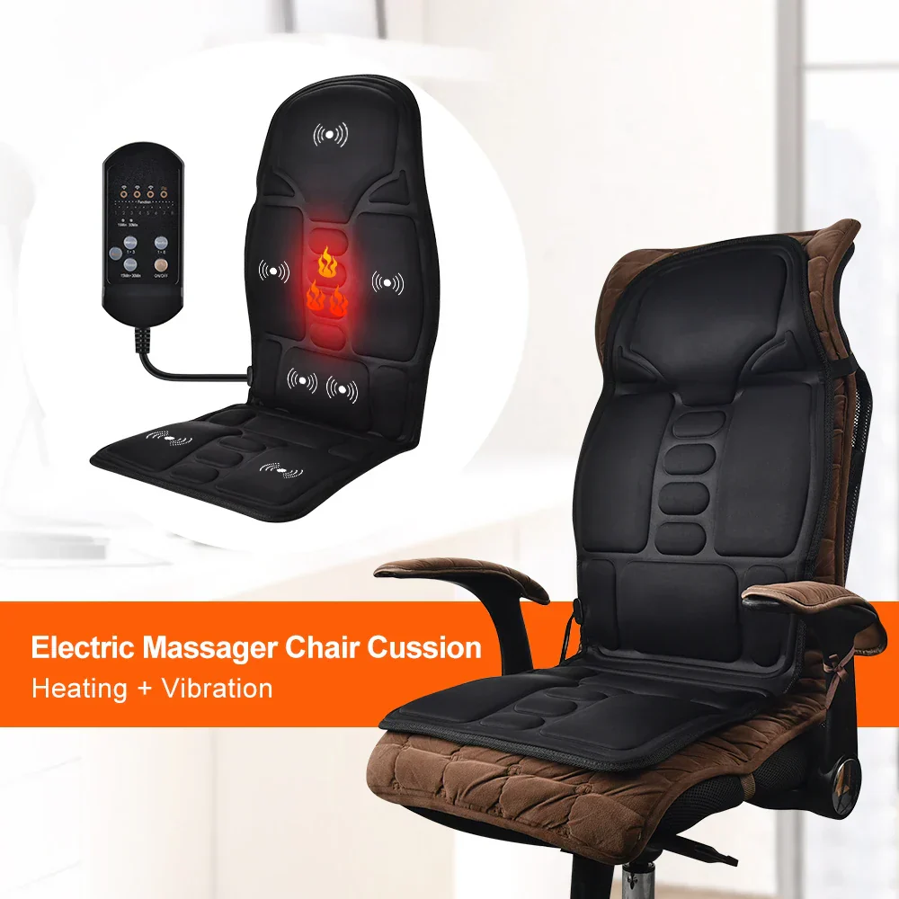 Electric Vibrating Back Massage Cushion with Heat for Car Office Neck Lumbar - Image 2