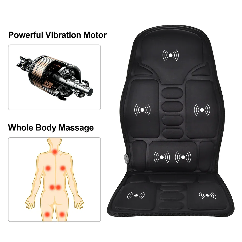 Electric Vibrating Back Massage Cushion with Heat for Car Office Neck Lumbar - Image 3