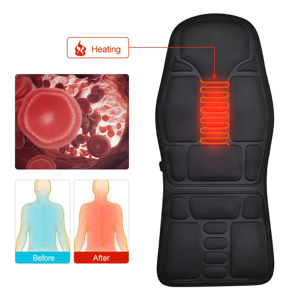Electric Vibrating Back Massage Cushion with Heat for Car Office Neck Lumbar - Image 4