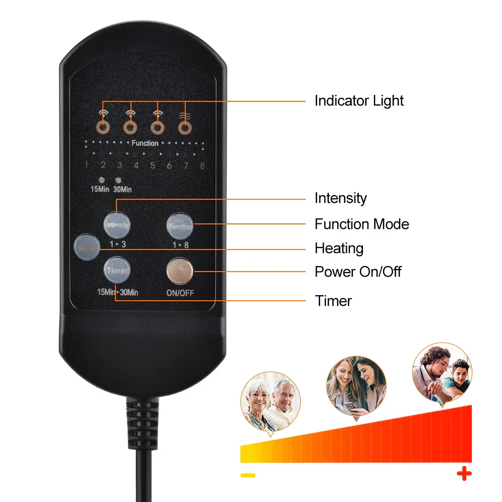 Electric Vibrating Back Massage Cushion with Heat for Car Office Neck Lumbar - Image 5