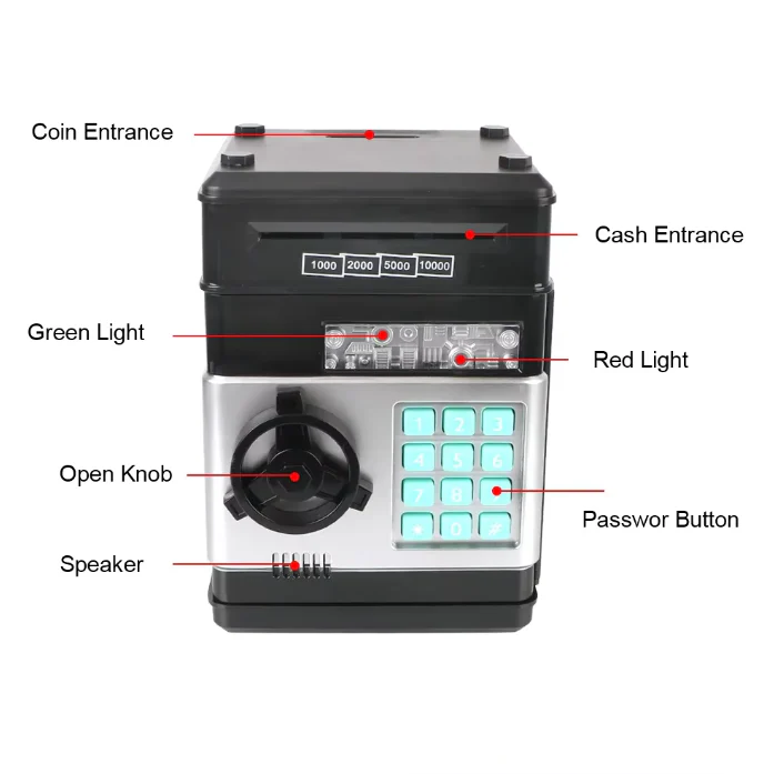 Electronic Piggy Bank Mini Safe Password Lock Cash Coin Saving Box Kids - Image 2