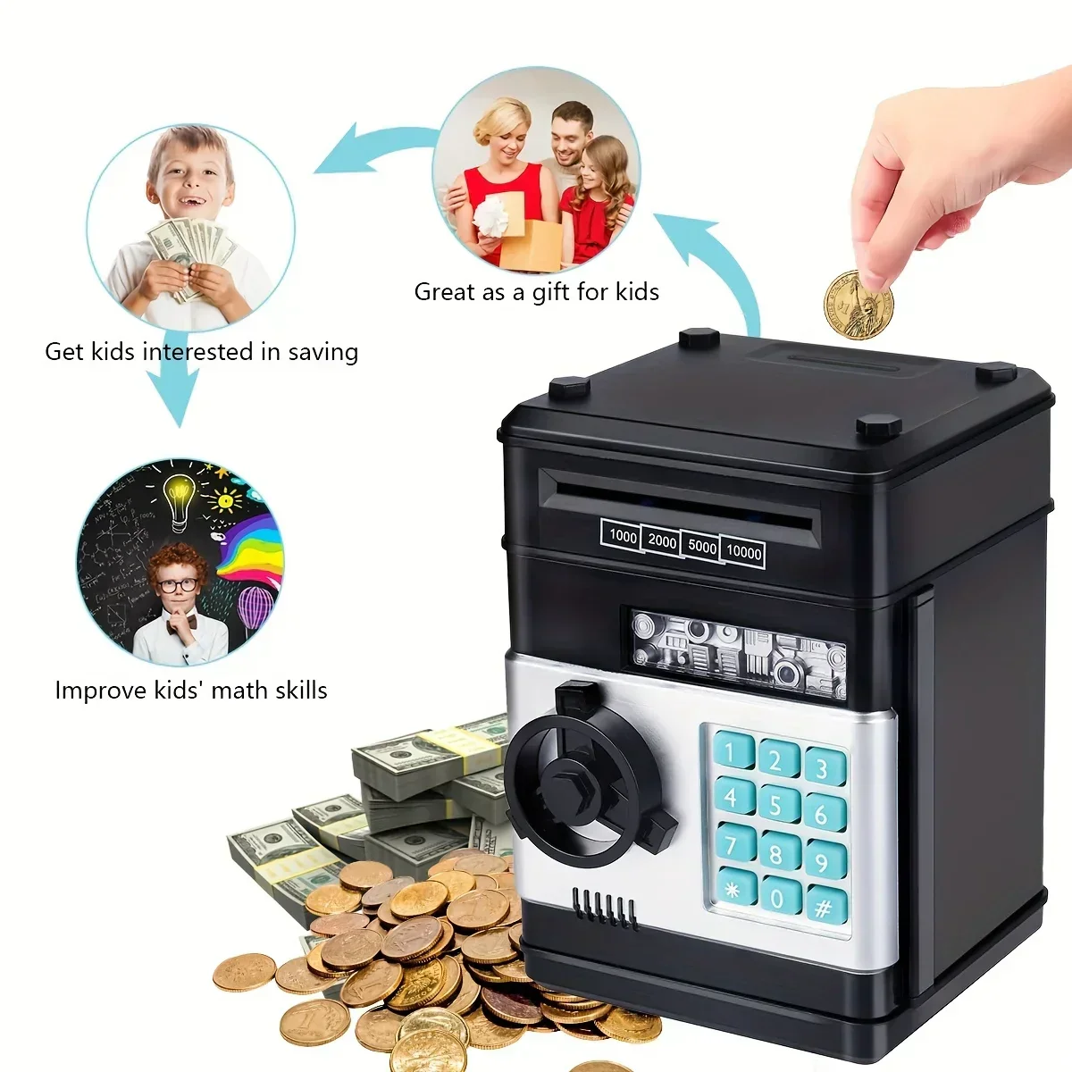 Electronic Piggy Bank Mini Safe Password Lock Cash Coin Saving Box Kids - Image 3