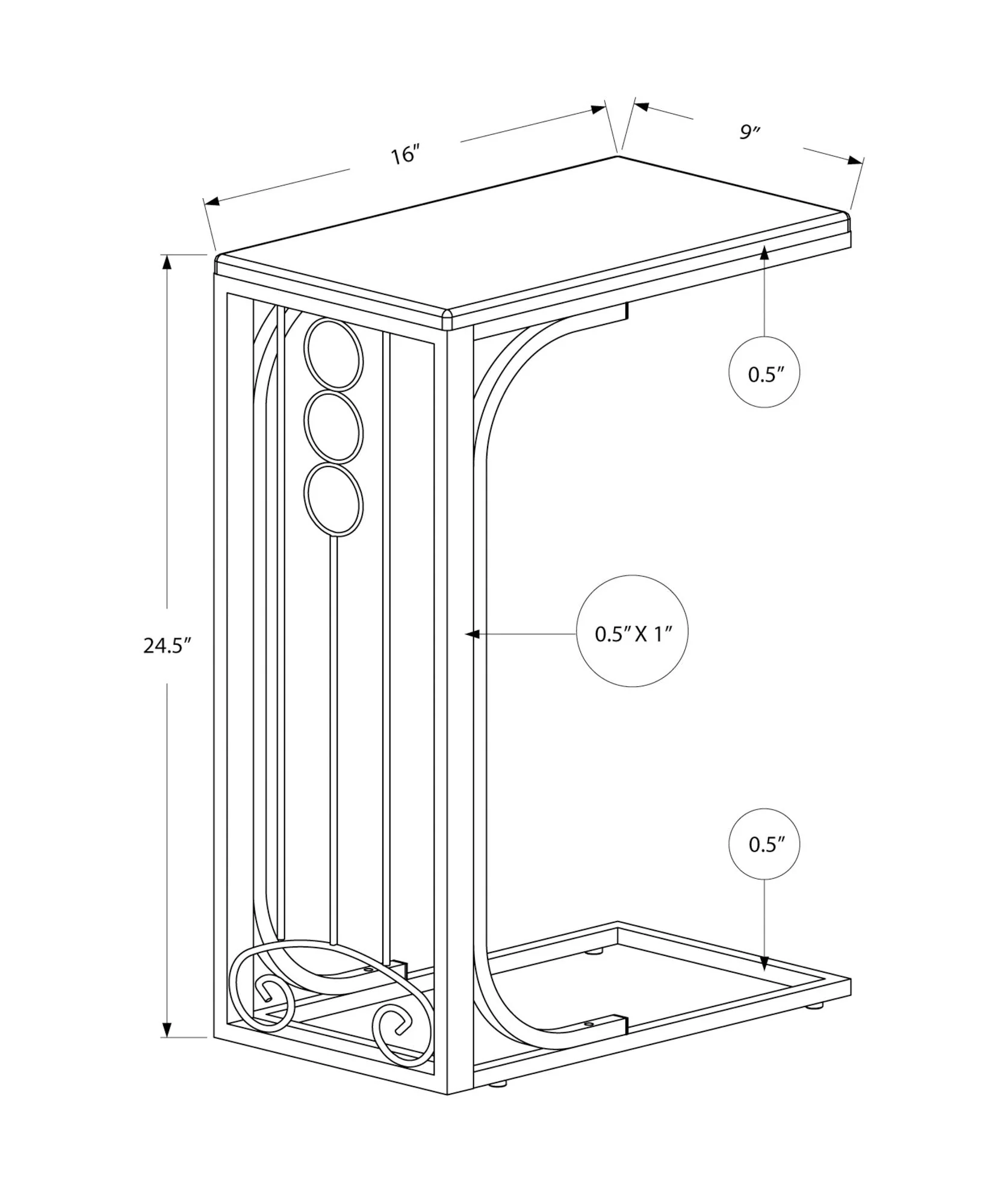 Elegant Accent Table, C - Shaped, Transitional - Image 4