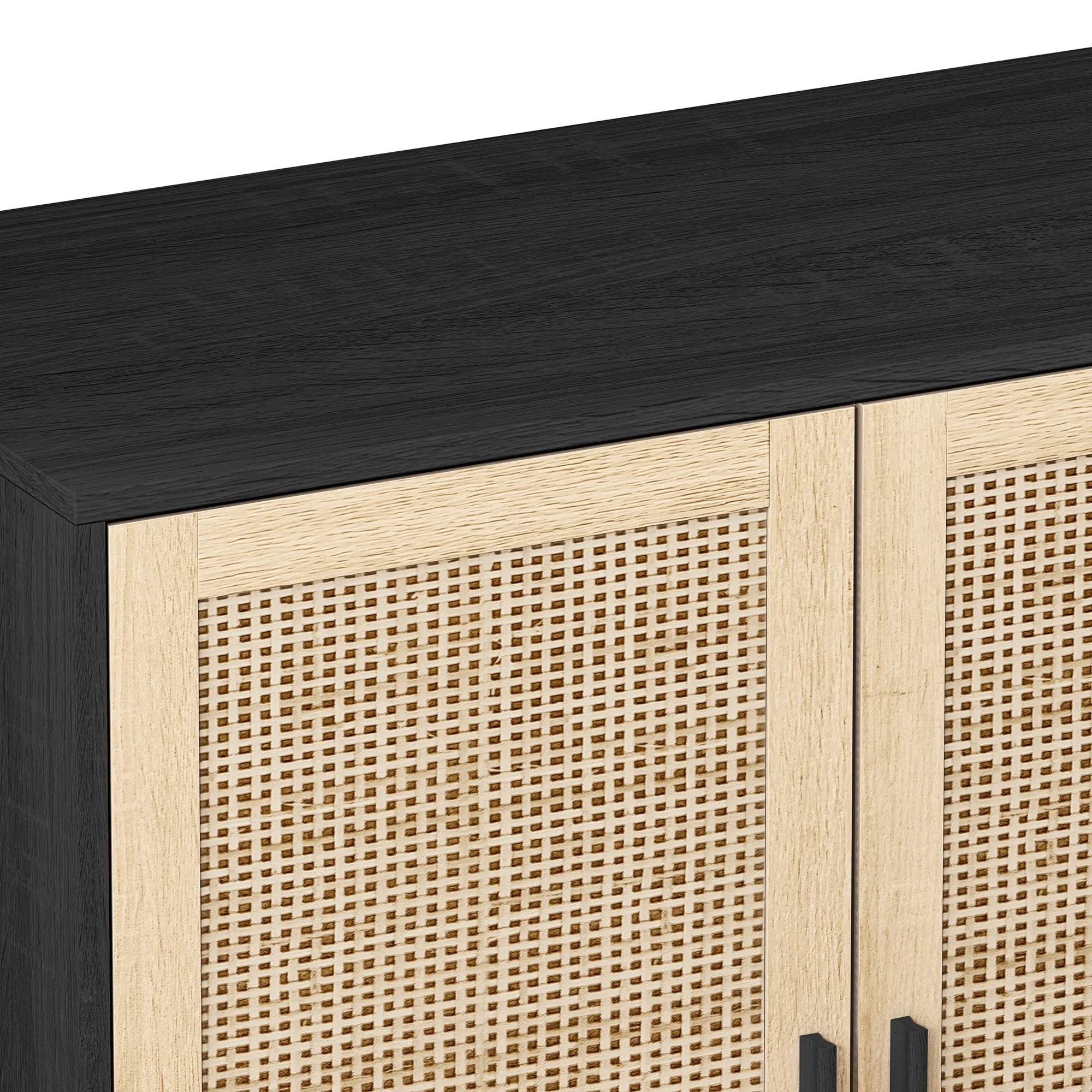 Elegant and Functional 4-Door Rattan Decorative Storage Cabinet - Image 10