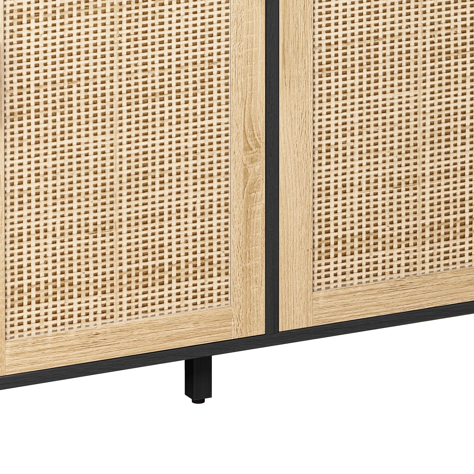 Elegant and Functional 4-Door Rattan Decorative Storage Cabinet - Image 11