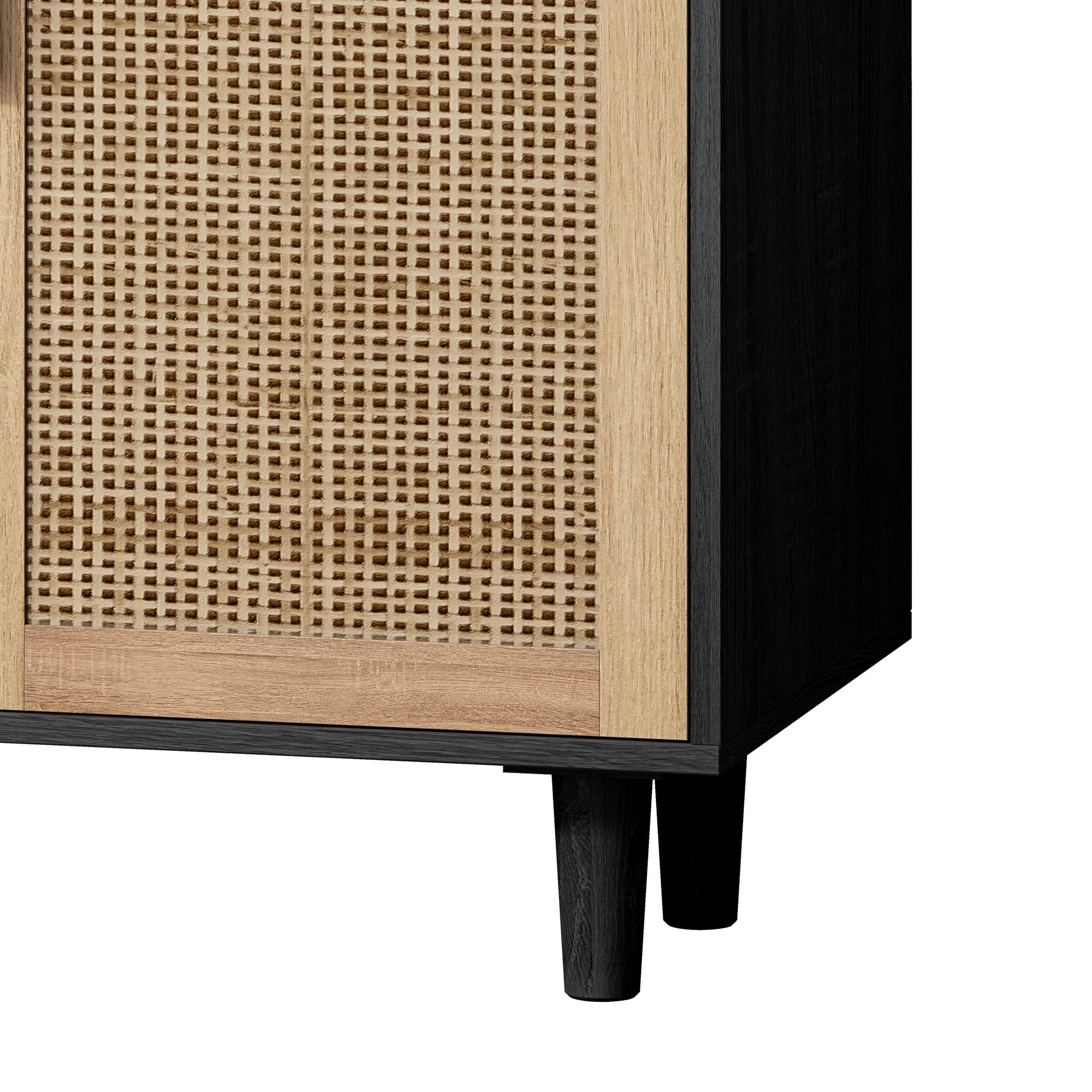 Elegant and Functional 4-Door Rattan Decorative Storage Cabinet - Image 12
