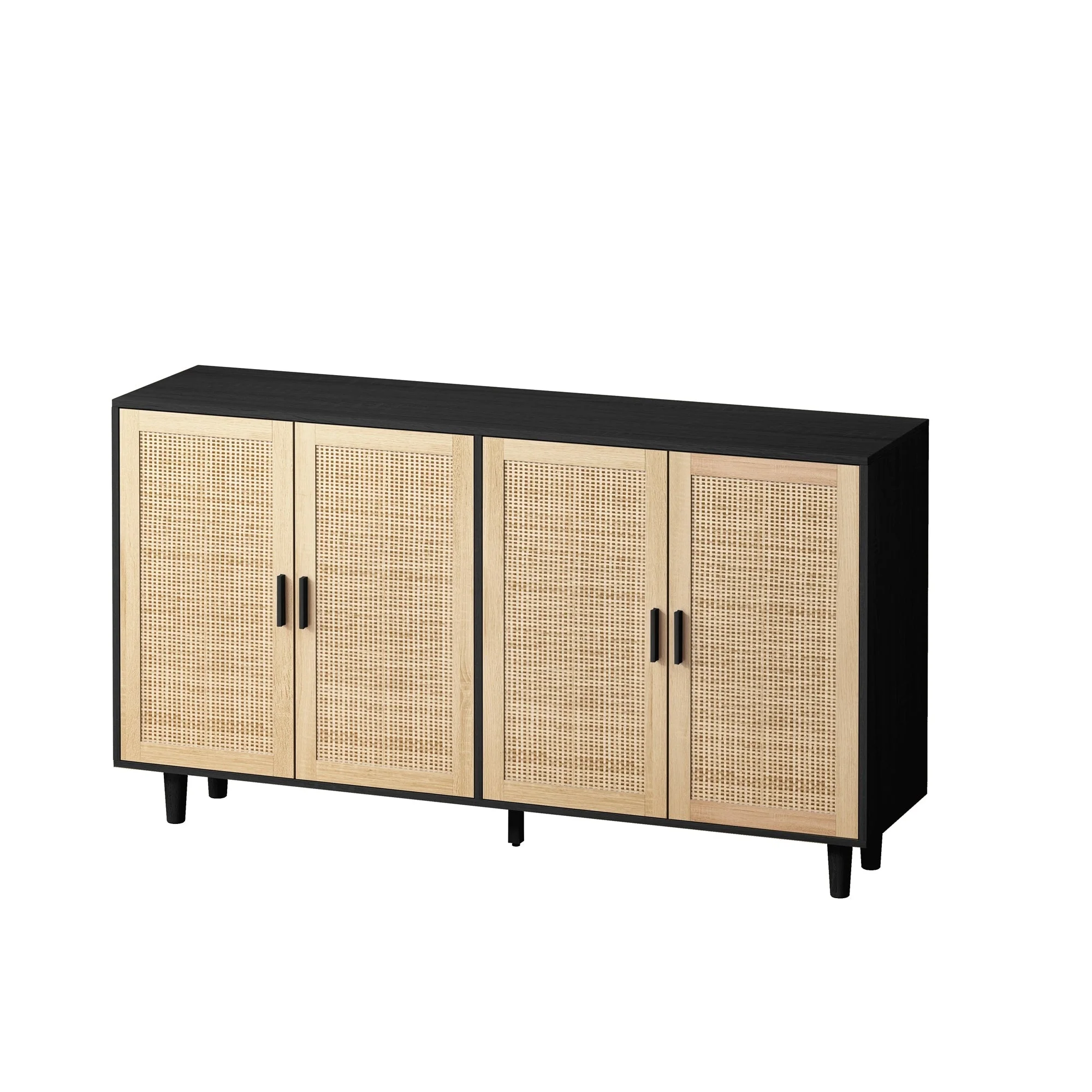 Elegant and Functional 4-Door Rattan Decorative Storage Cabinet - Image 7