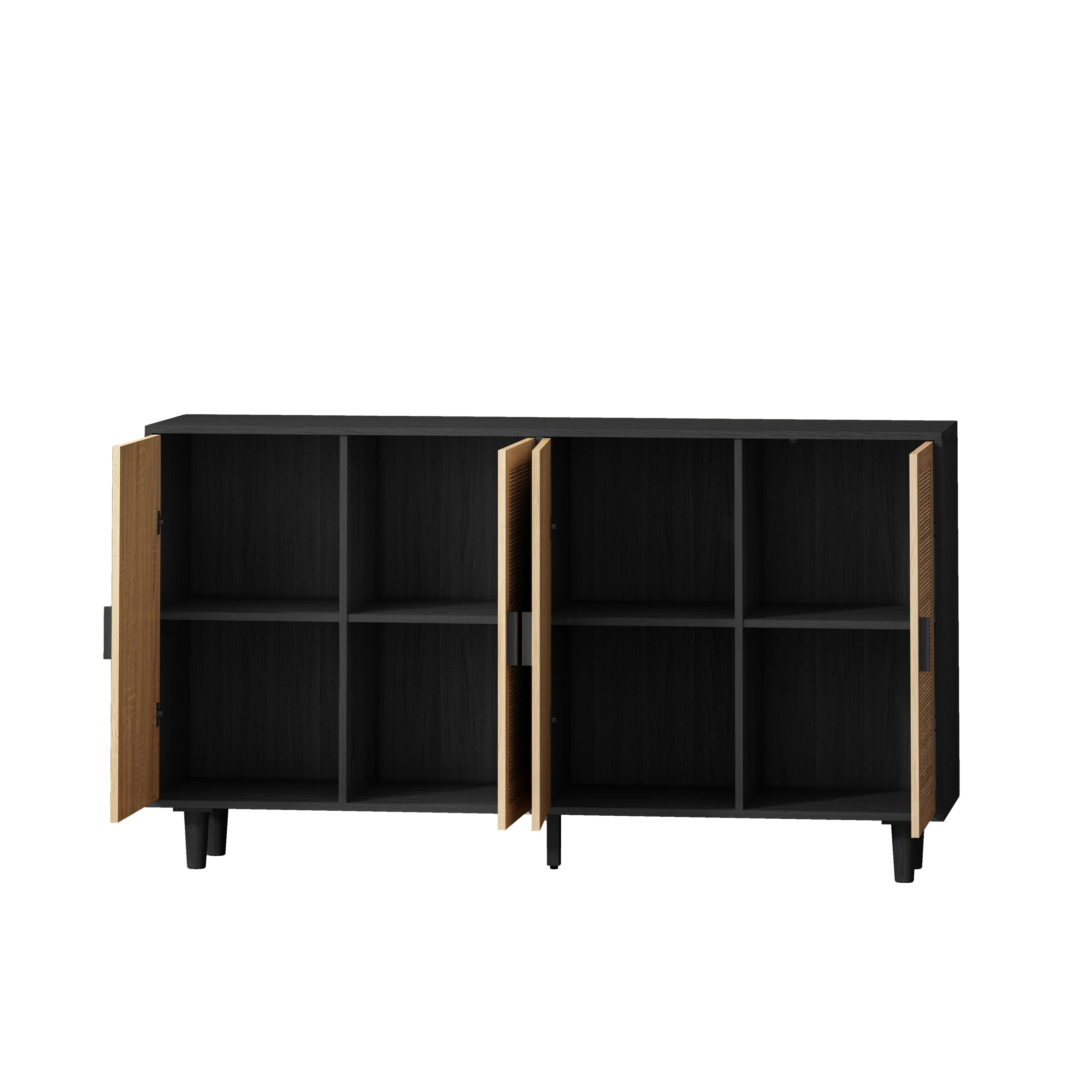 Elegant and Functional 4-Door Rattan Decorative Storage Cabinet - Image 8
