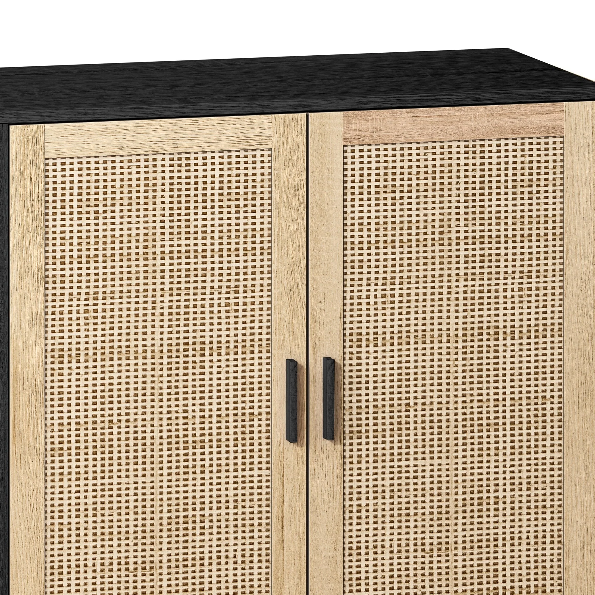 Elegant and Functional 4-Door Rattan Decorative Storage Cabinet - Image 9