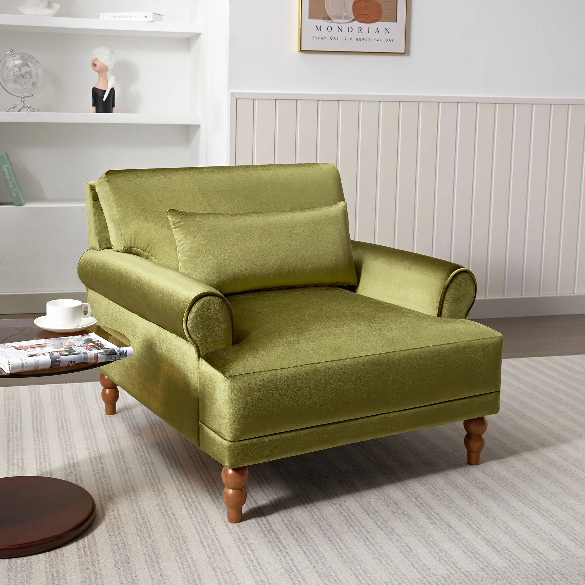 Elegant Circular Armrests Arm Chair with Ergonomic Lumbar Support - Image 5
