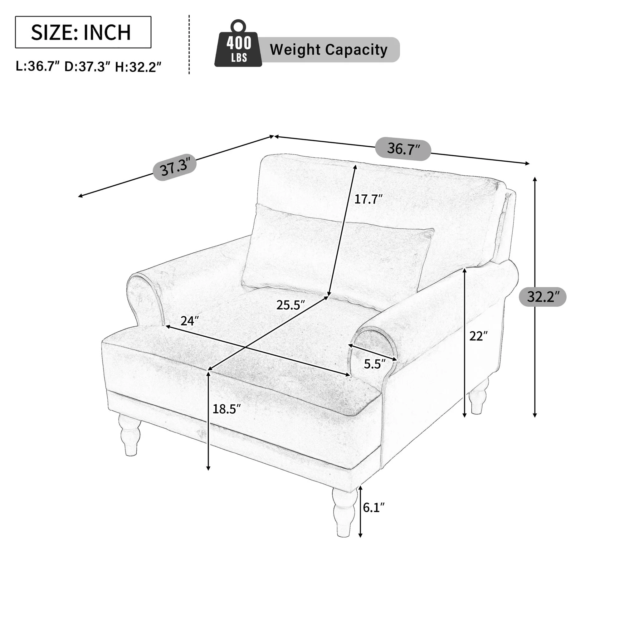 Elegant Circular Armrests Arm Chair with Ergonomic Lumbar Support - Image 6