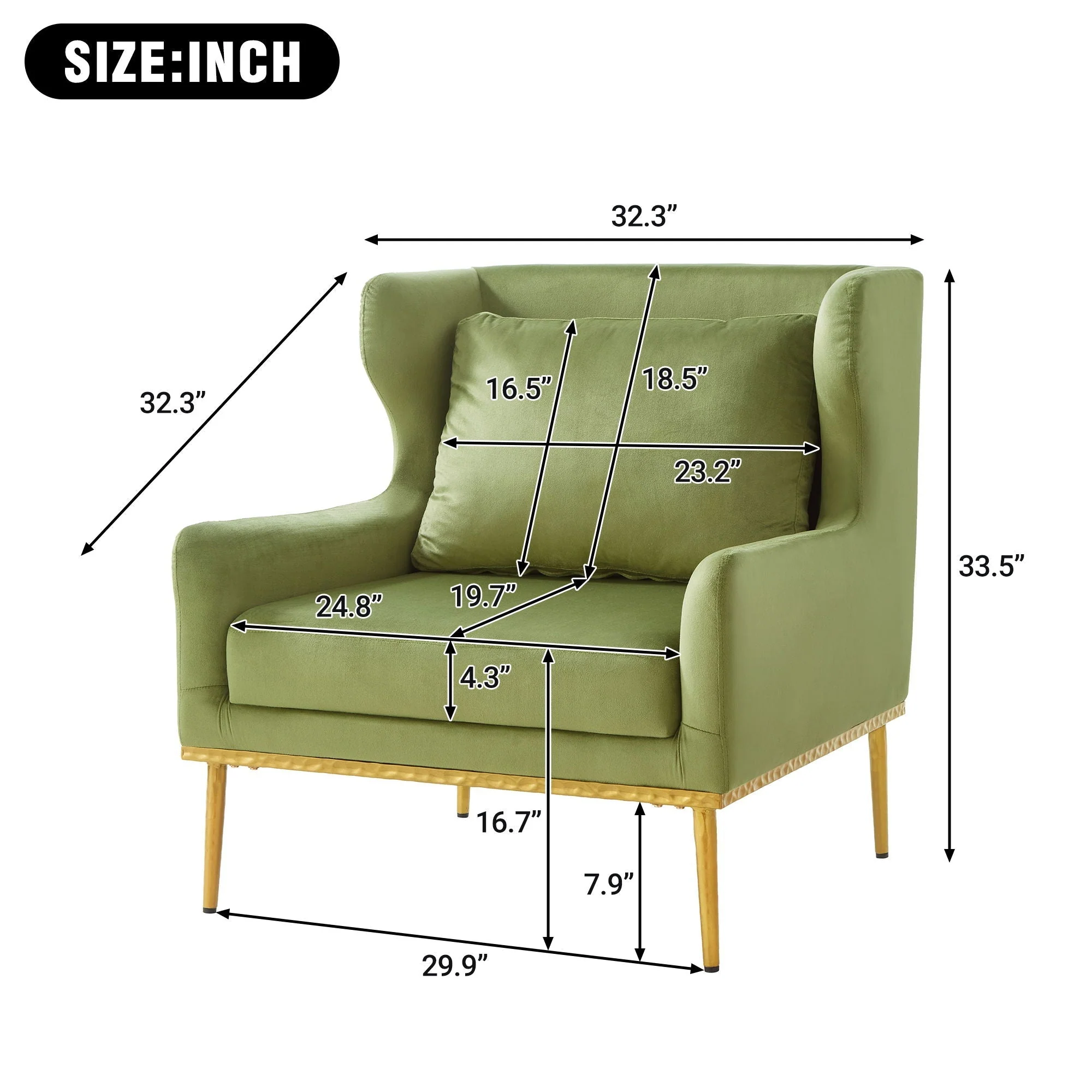 Elegant Curved Armrest Accent Armchair - Image 11