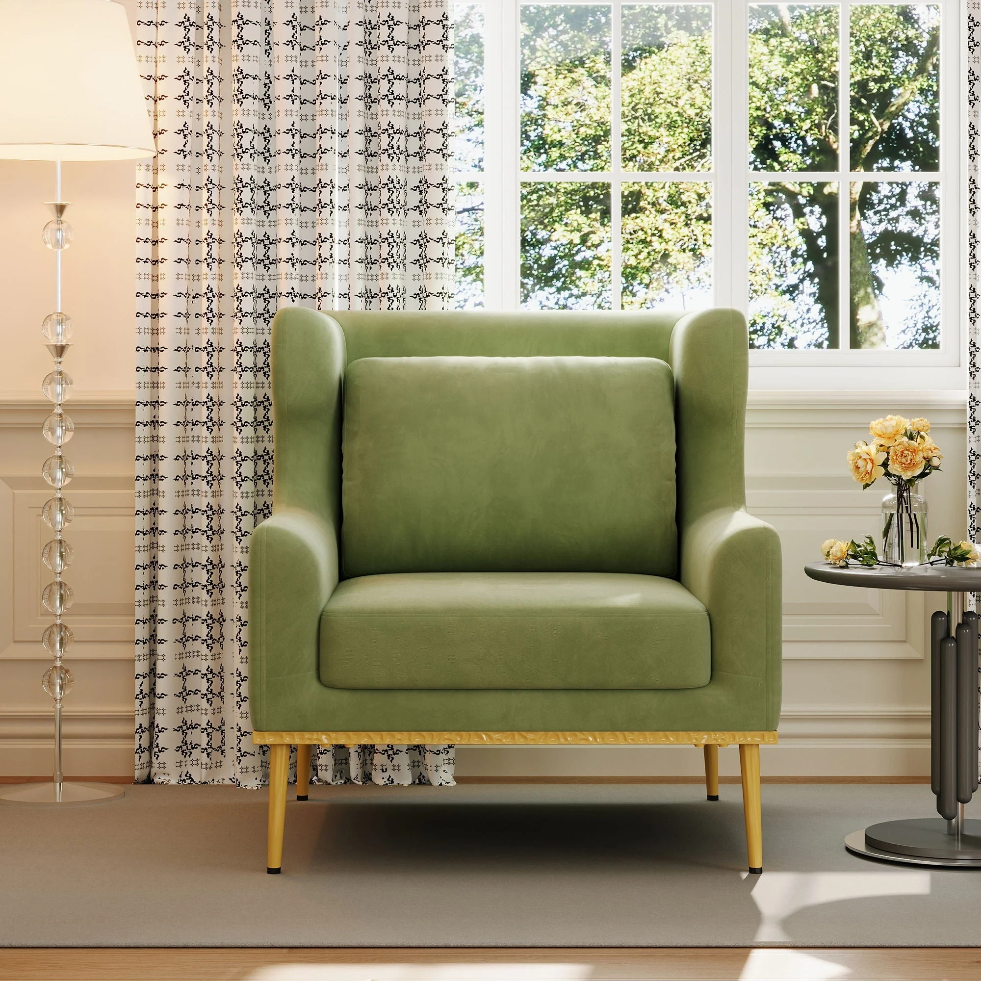Elegant Curved Armrest Accent Armchair - Image 13