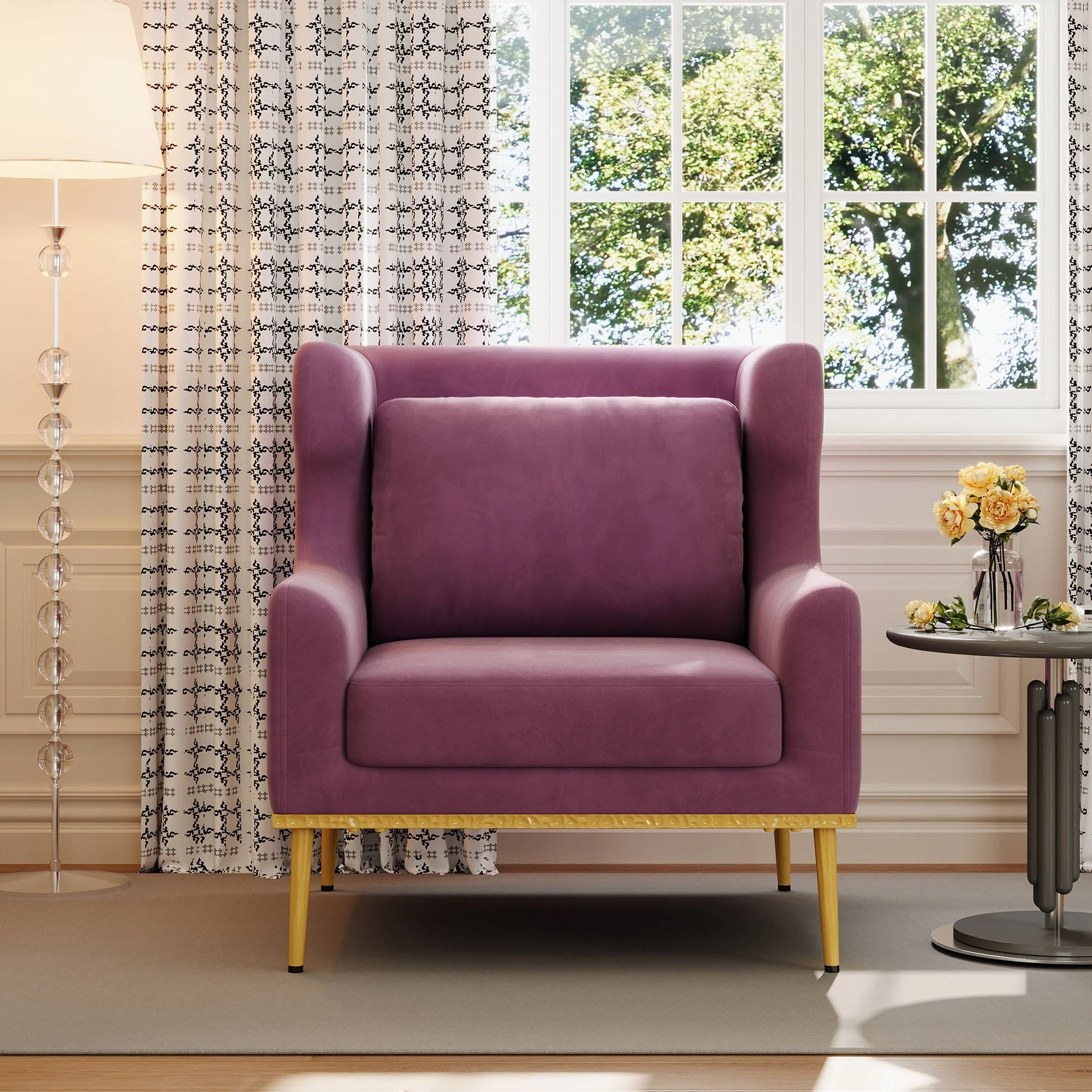Elegant Curved Armrest Accent Armchair - Image 16