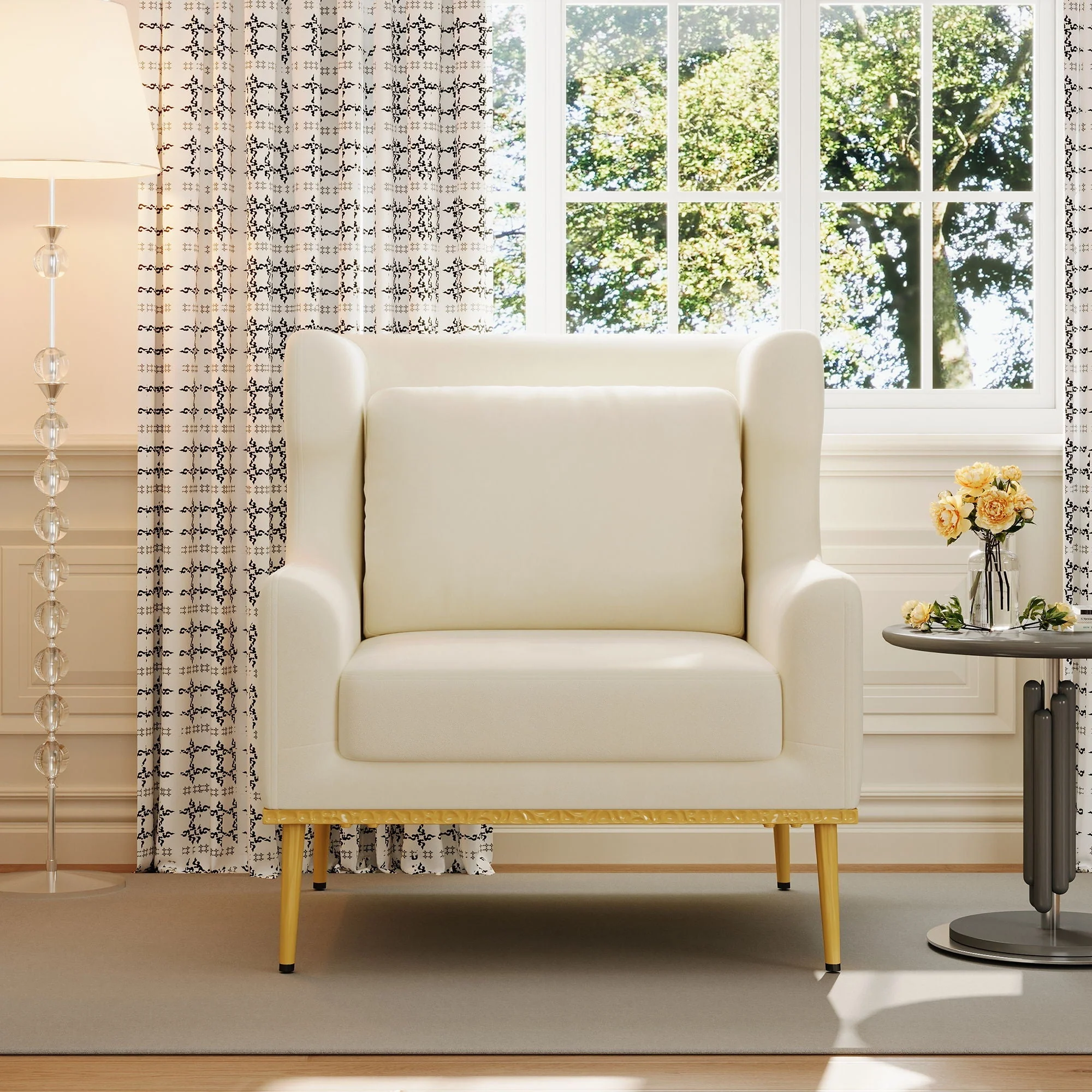 Elegant Curved Armrest Accent Armchair - Image 6