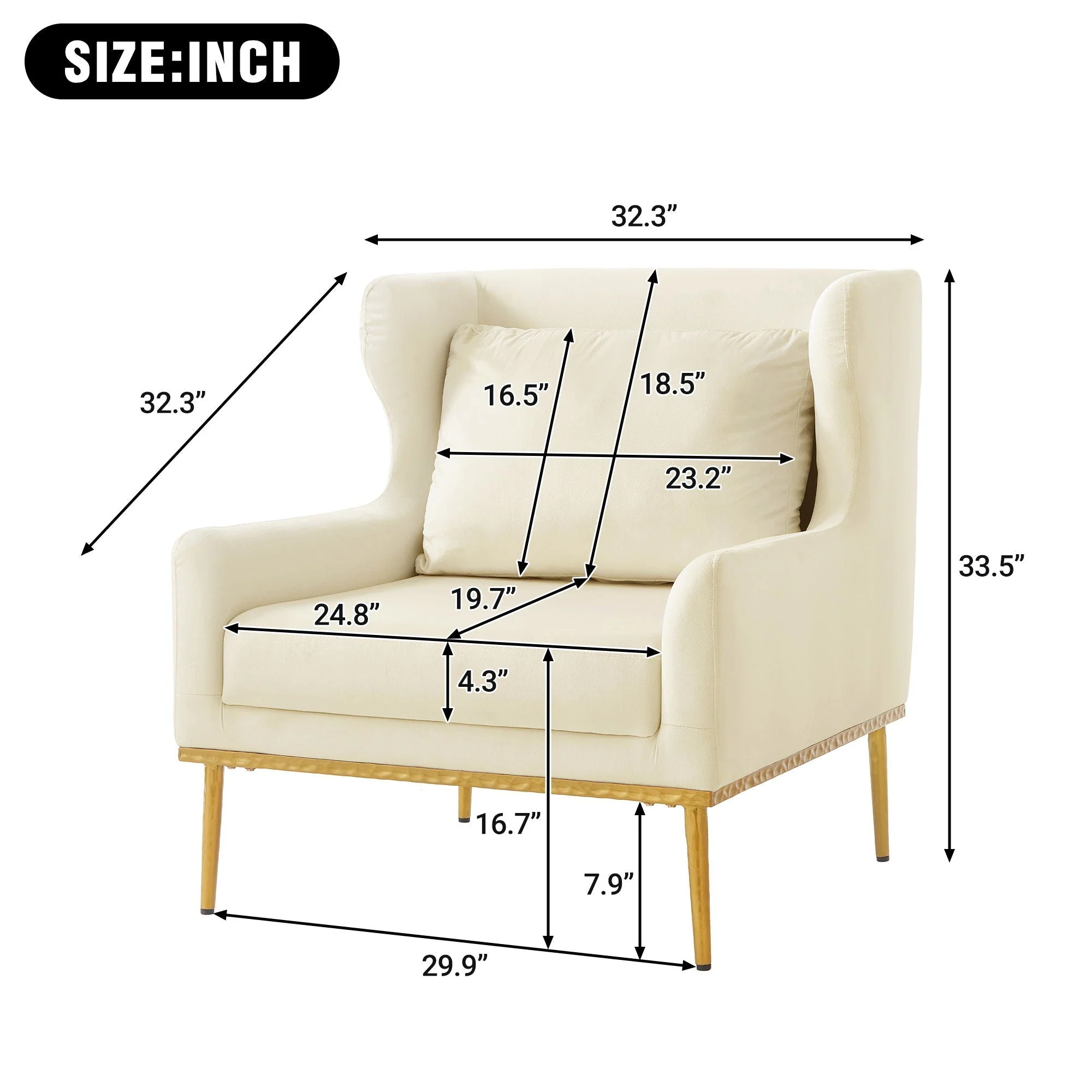 Elegant Curved Armrest Accent Armchair - Image 7
