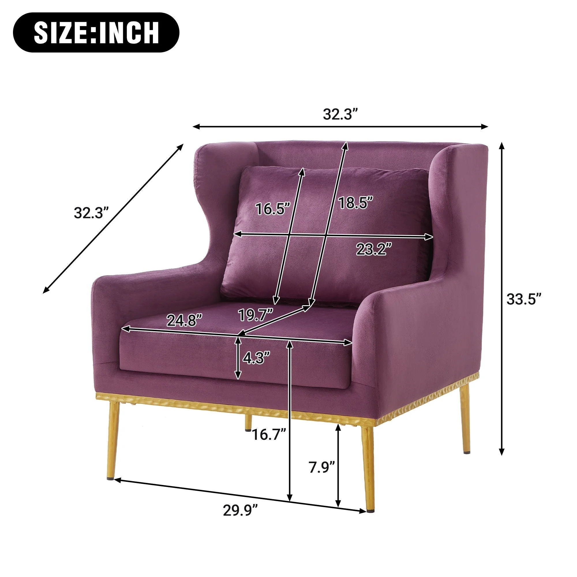 Elegant Curved Armrest Accent Armchair - Image 8