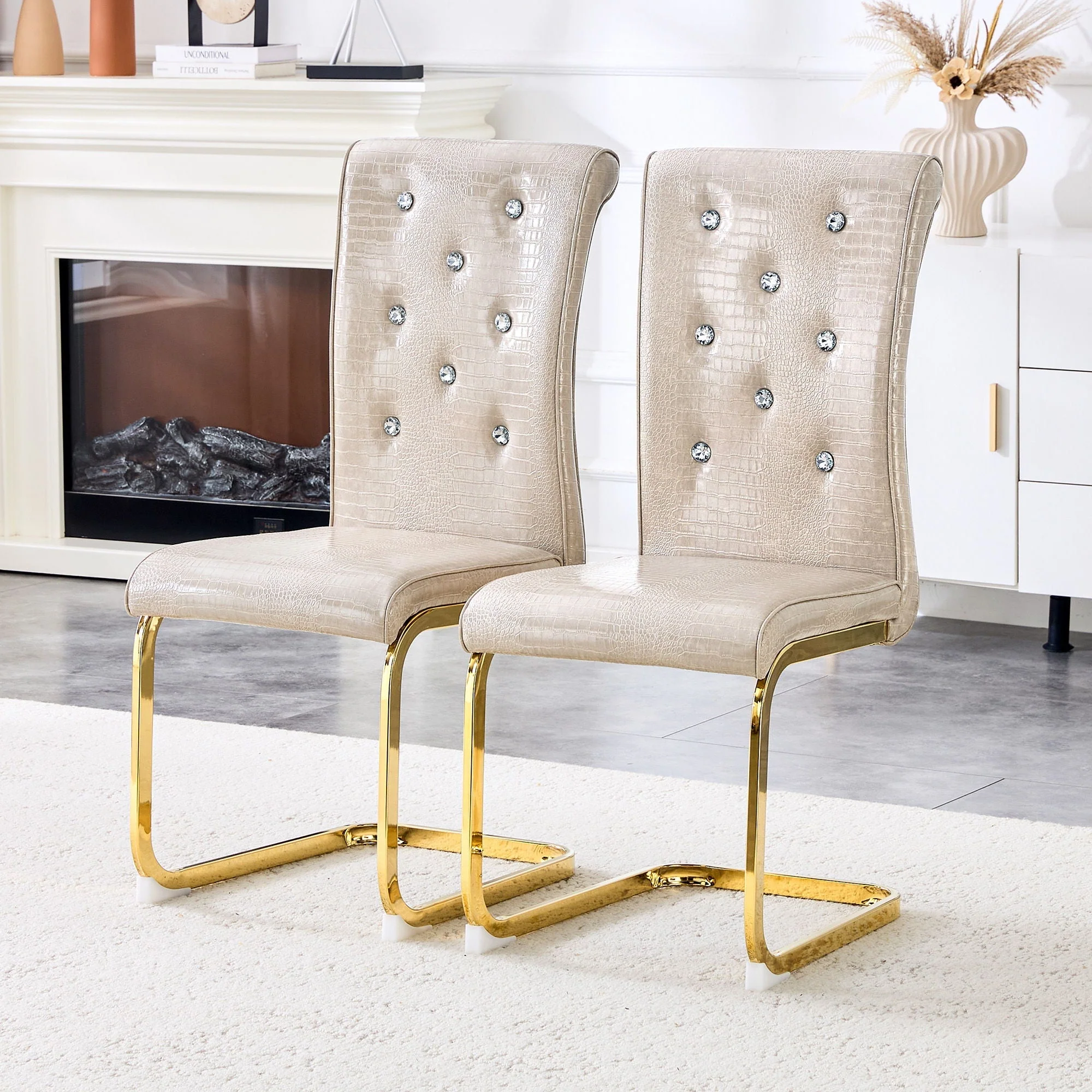 Elegant Design Alligator Skin Upholstered Dining Chairs - Image 10