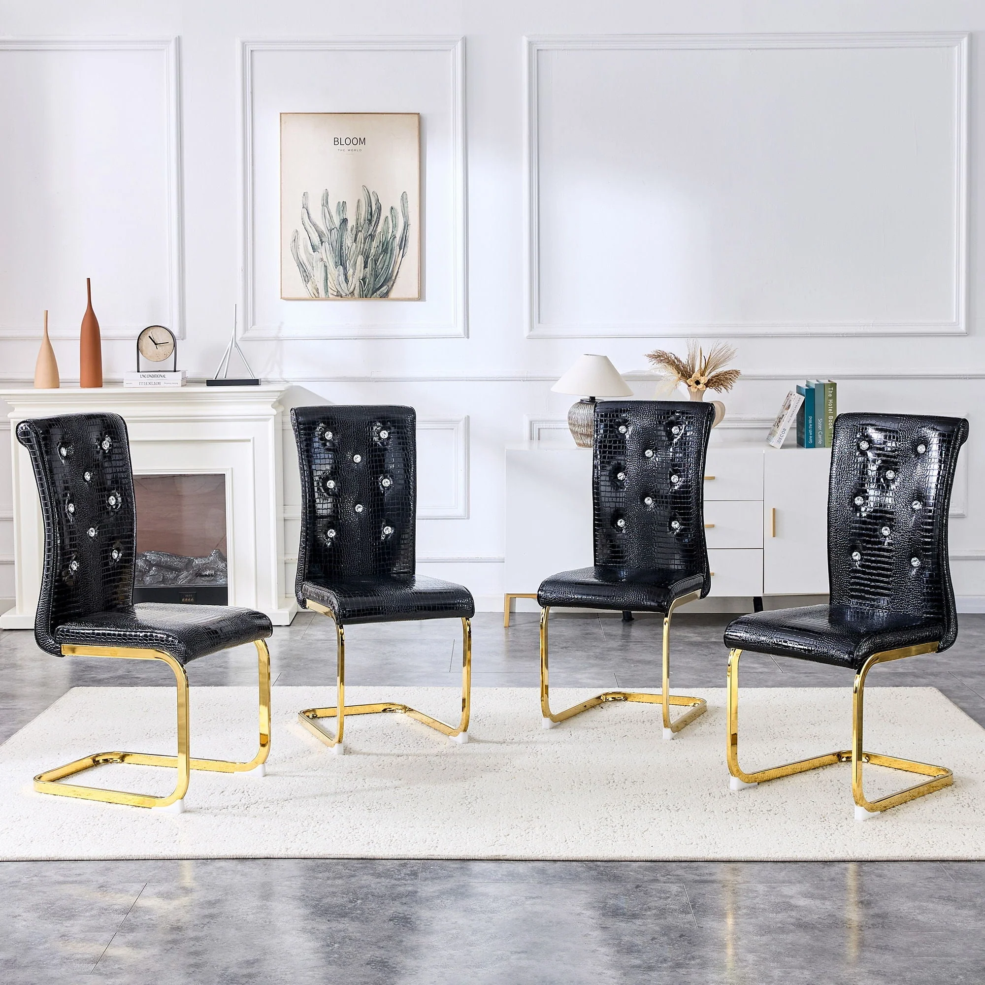 Elegant Design Alligator Skin Upholstered Dining Chairs - Image 11