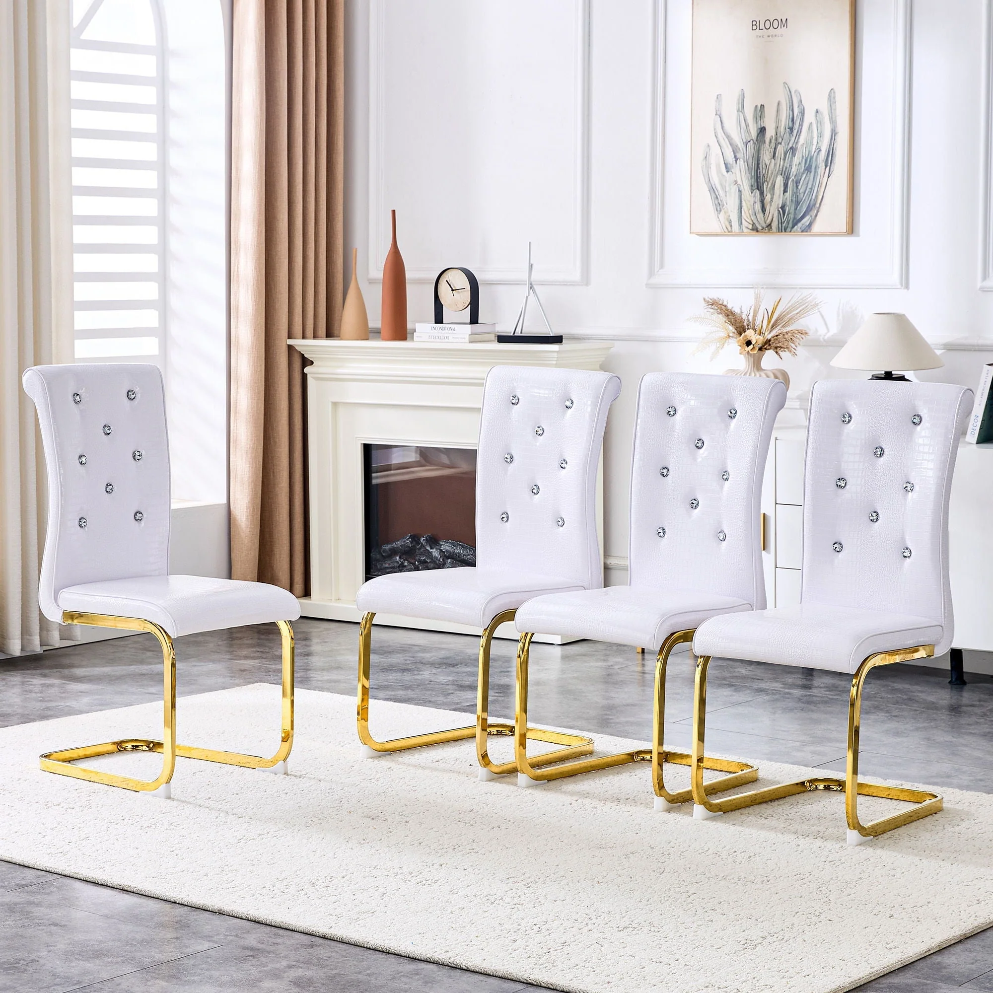 Elegant Design Alligator Skin Upholstered Dining Chairs - Image 12