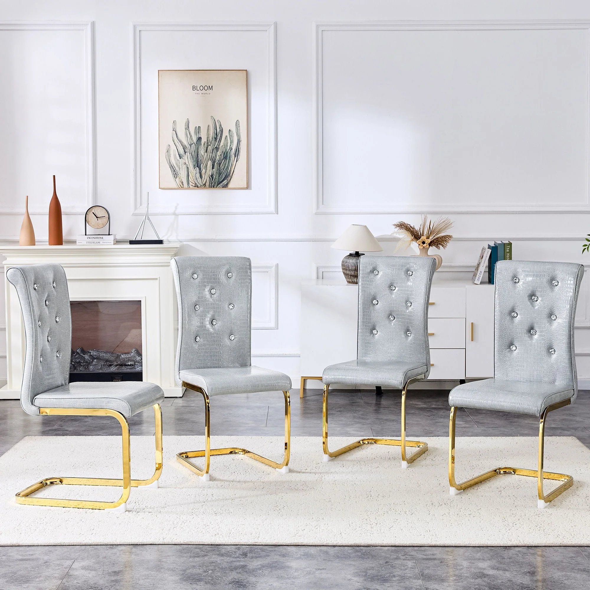Elegant Design Alligator Skin Upholstered Dining Chairs - Image 14