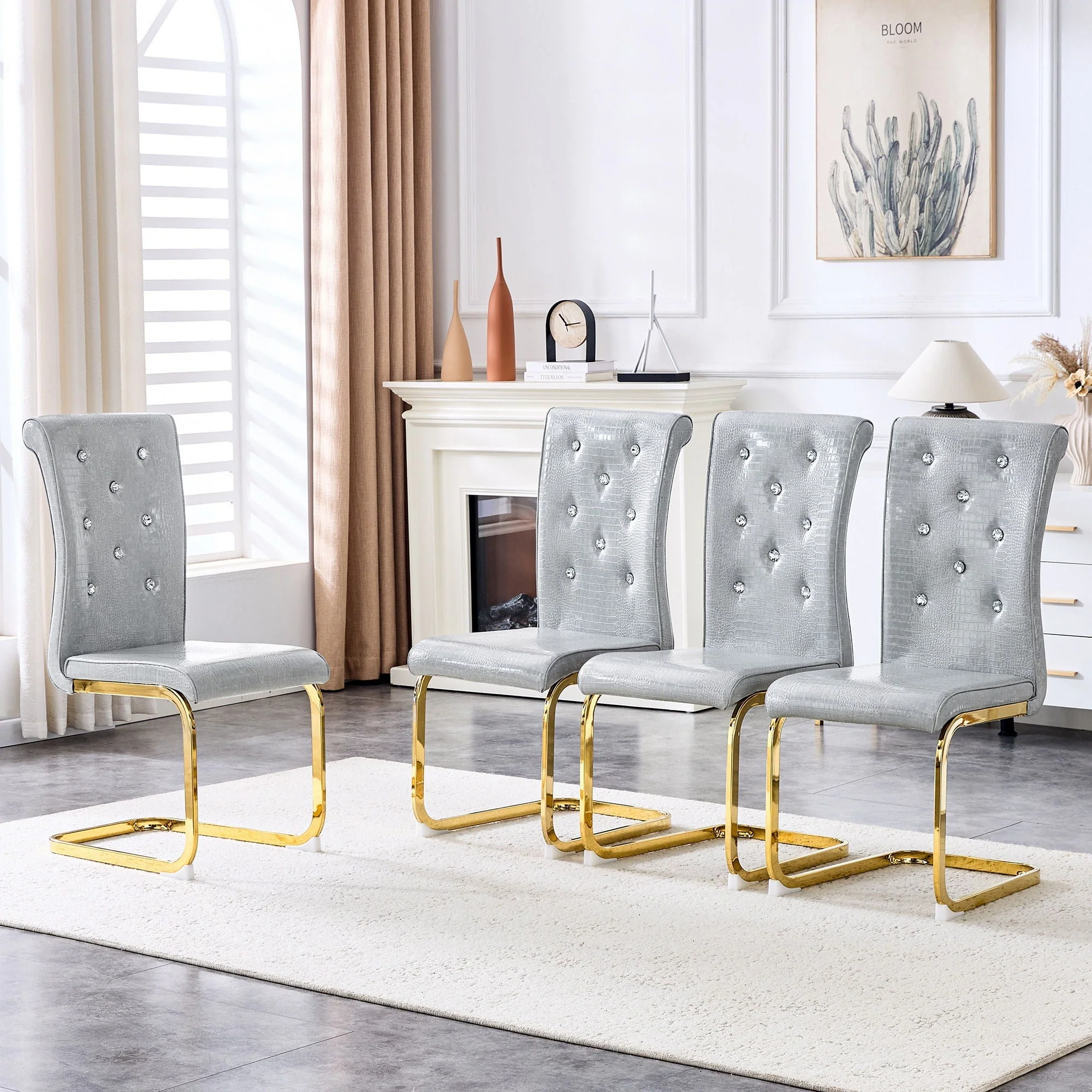 Elegant Design Alligator Skin Upholstered Dining Chairs - Image 15