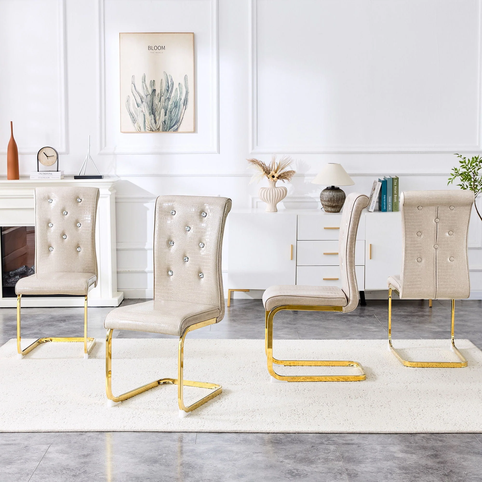 Elegant Design Alligator Skin Upholstered Dining Chairs - Image 16