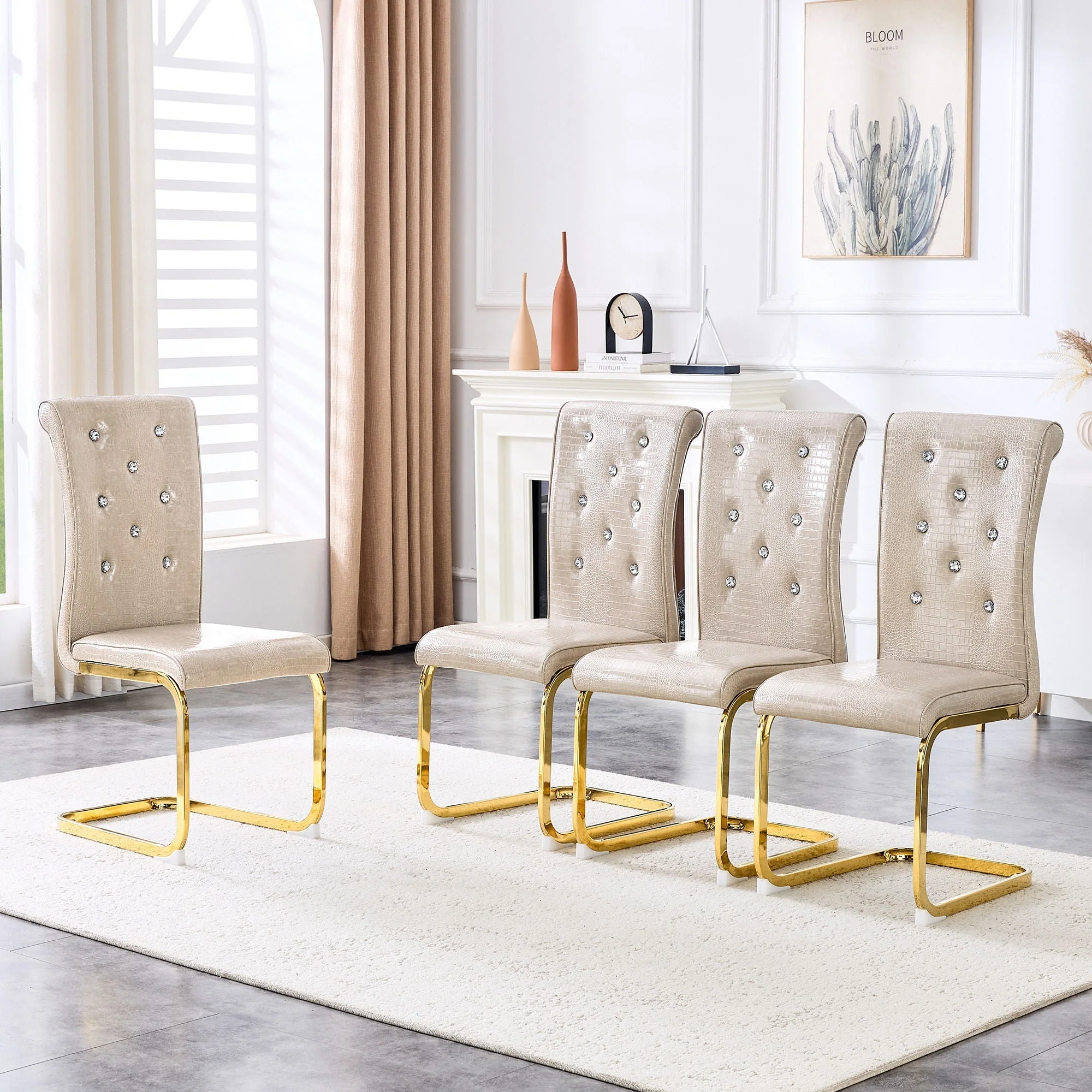 Elegant Design Alligator Skin Upholstered Dining Chairs - Image 17