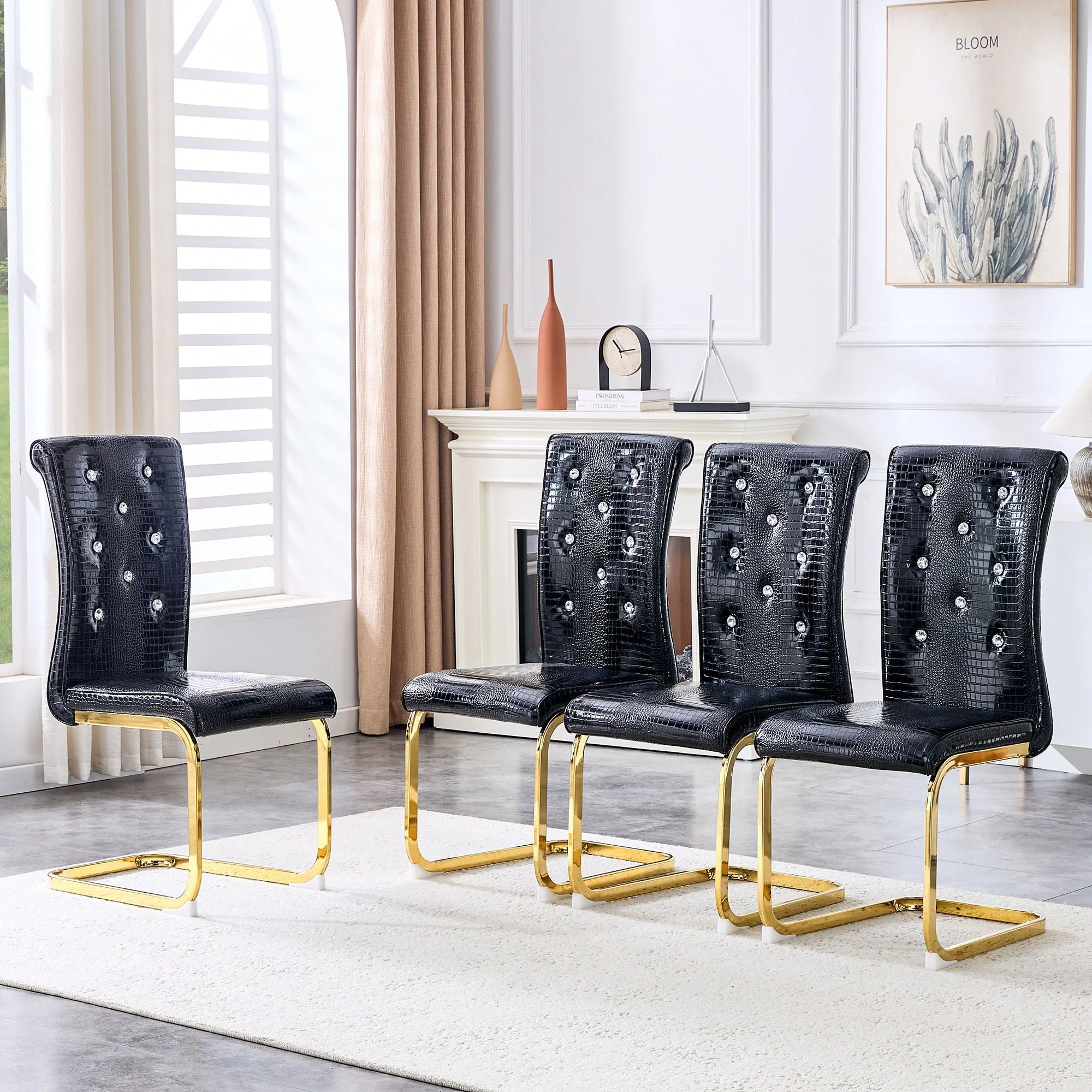 Elegant Design Alligator Skin Upholstered Dining Chairs - Image 18