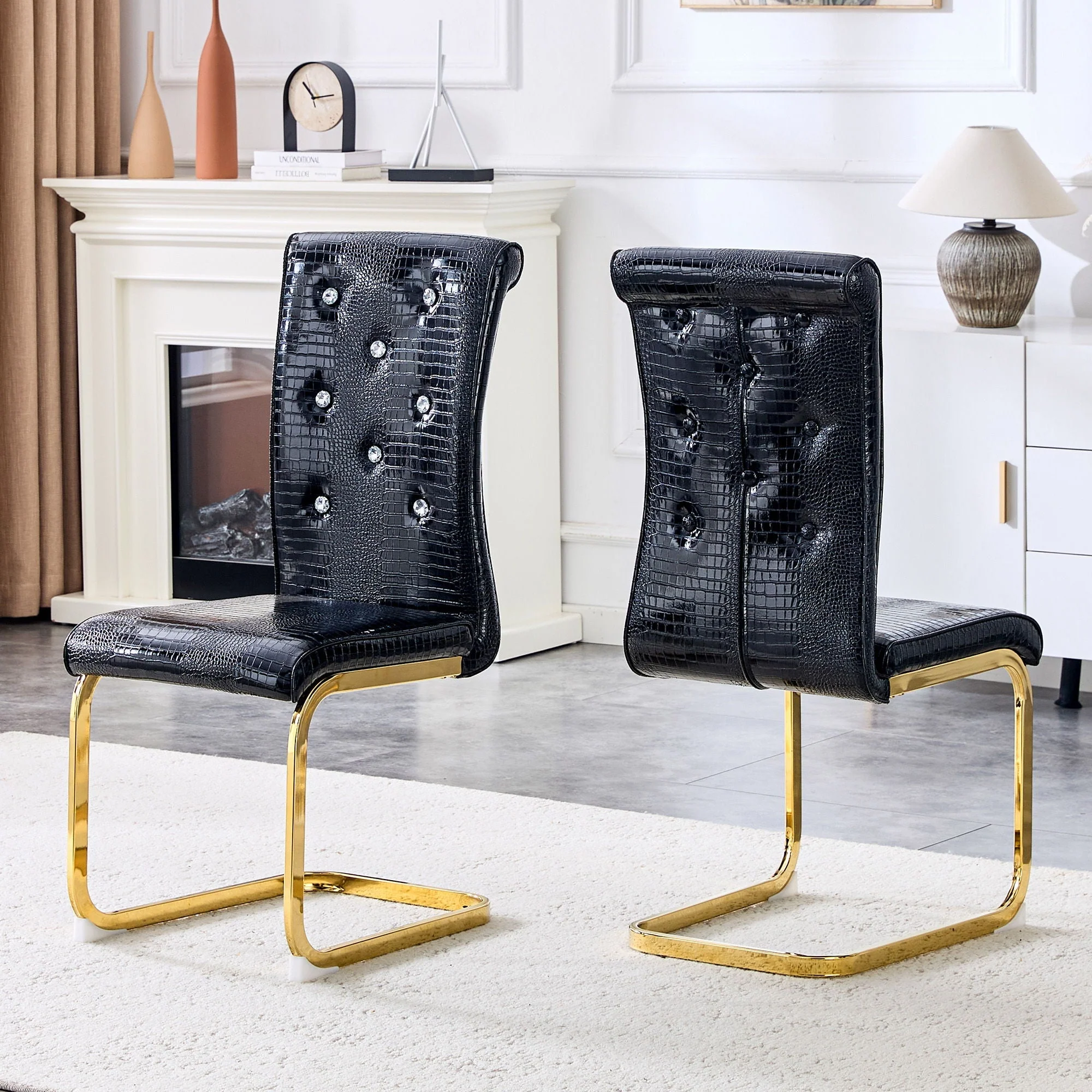 Elegant Design Alligator Skin Upholstered Dining Chairs - Image 20