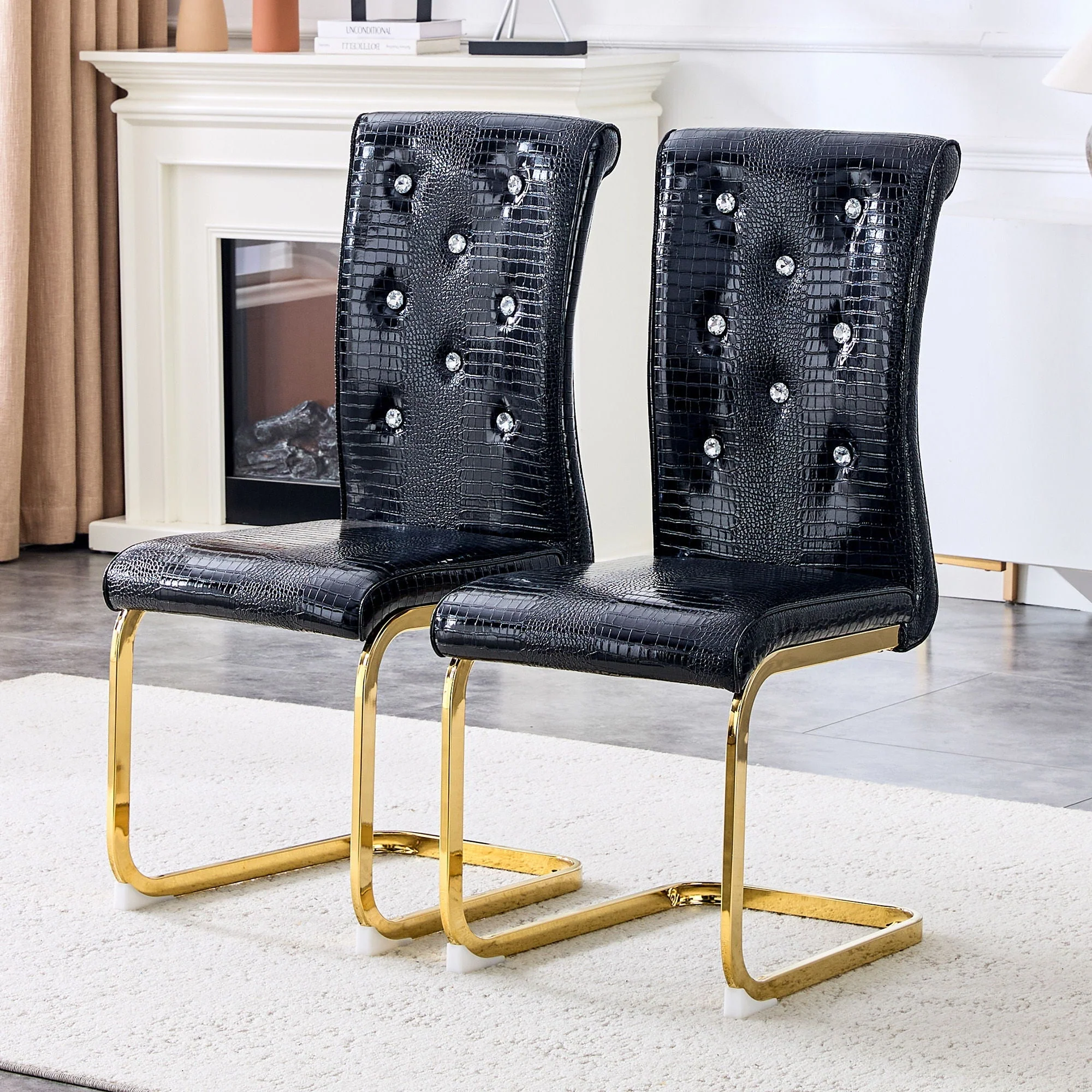 Elegant Design Alligator Skin Upholstered Dining Chairs - Image 22