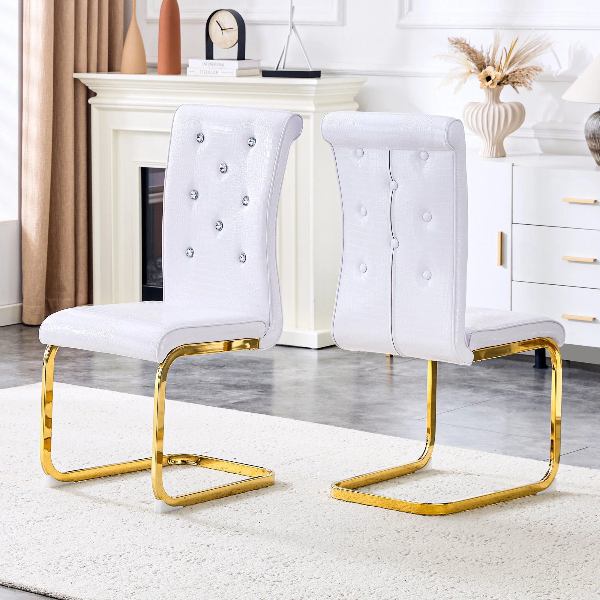 Elegant Design Alligator Skin Upholstered Dining Chairs - Image 6
