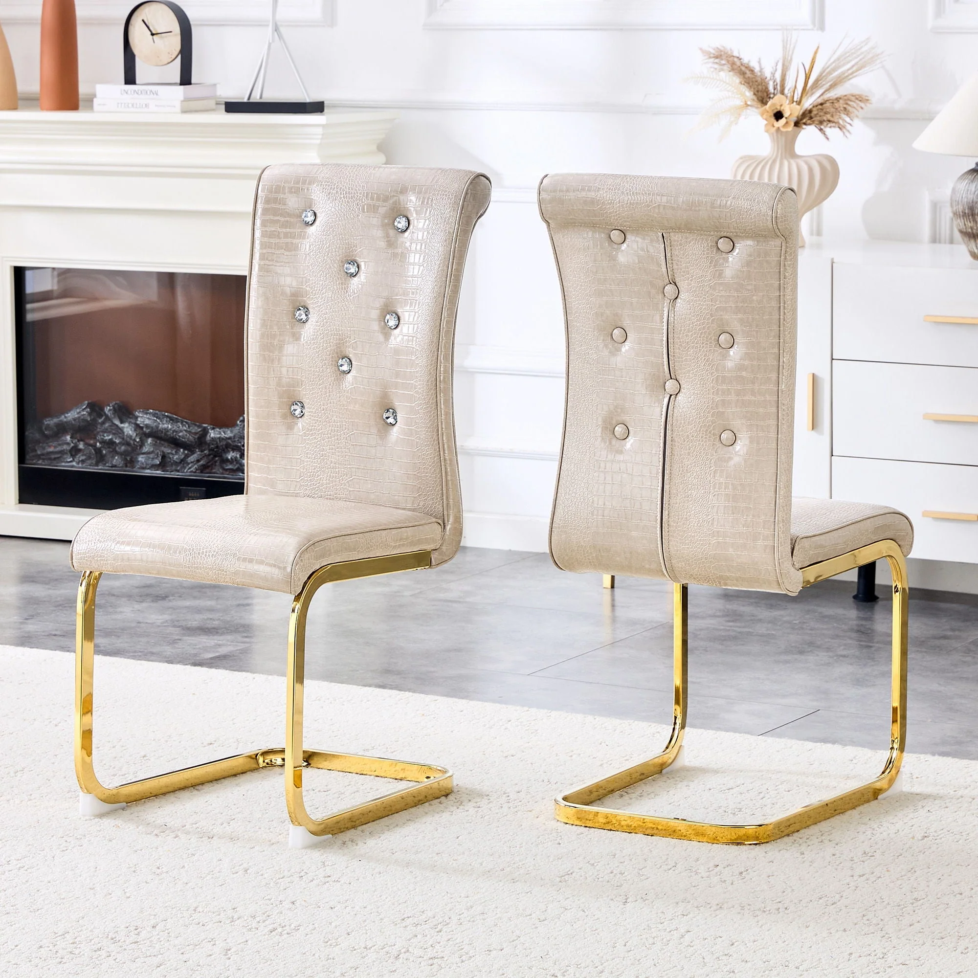Elegant Design Alligator Skin Upholstered Dining Chairs - Image 7