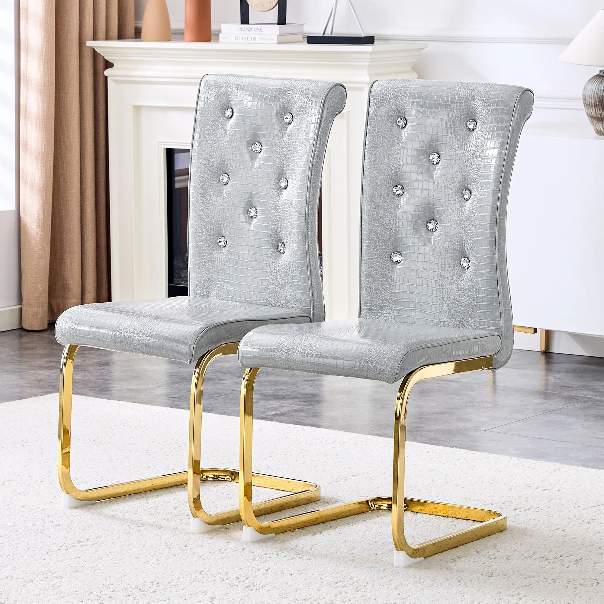 Elegant Design Alligator Skin Upholstered Dining Chairs - Image 8
