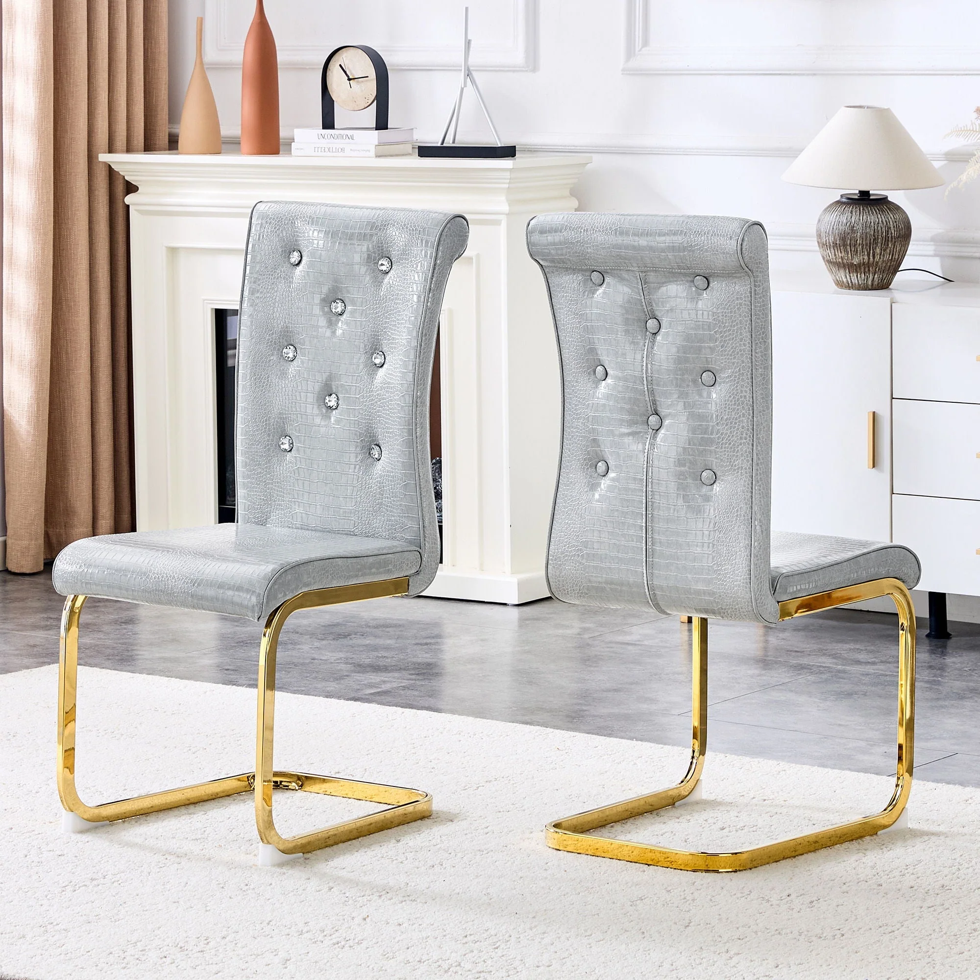 Elegant Design Alligator Skin Upholstered Dining Chairs - Image 9