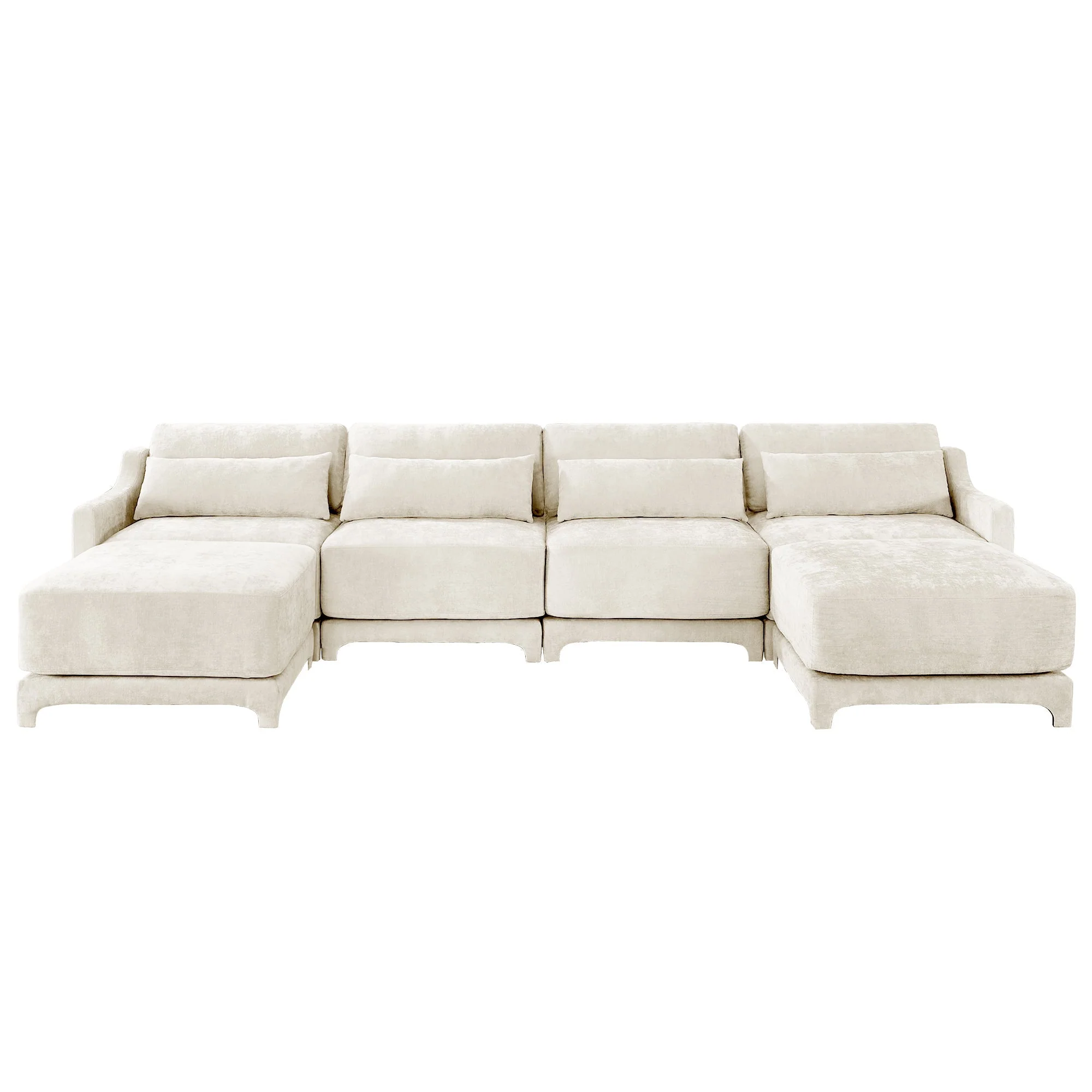 Elegant Four-Seater Sofa with Movable Ottoman and Lumbar Pillow - Image 15