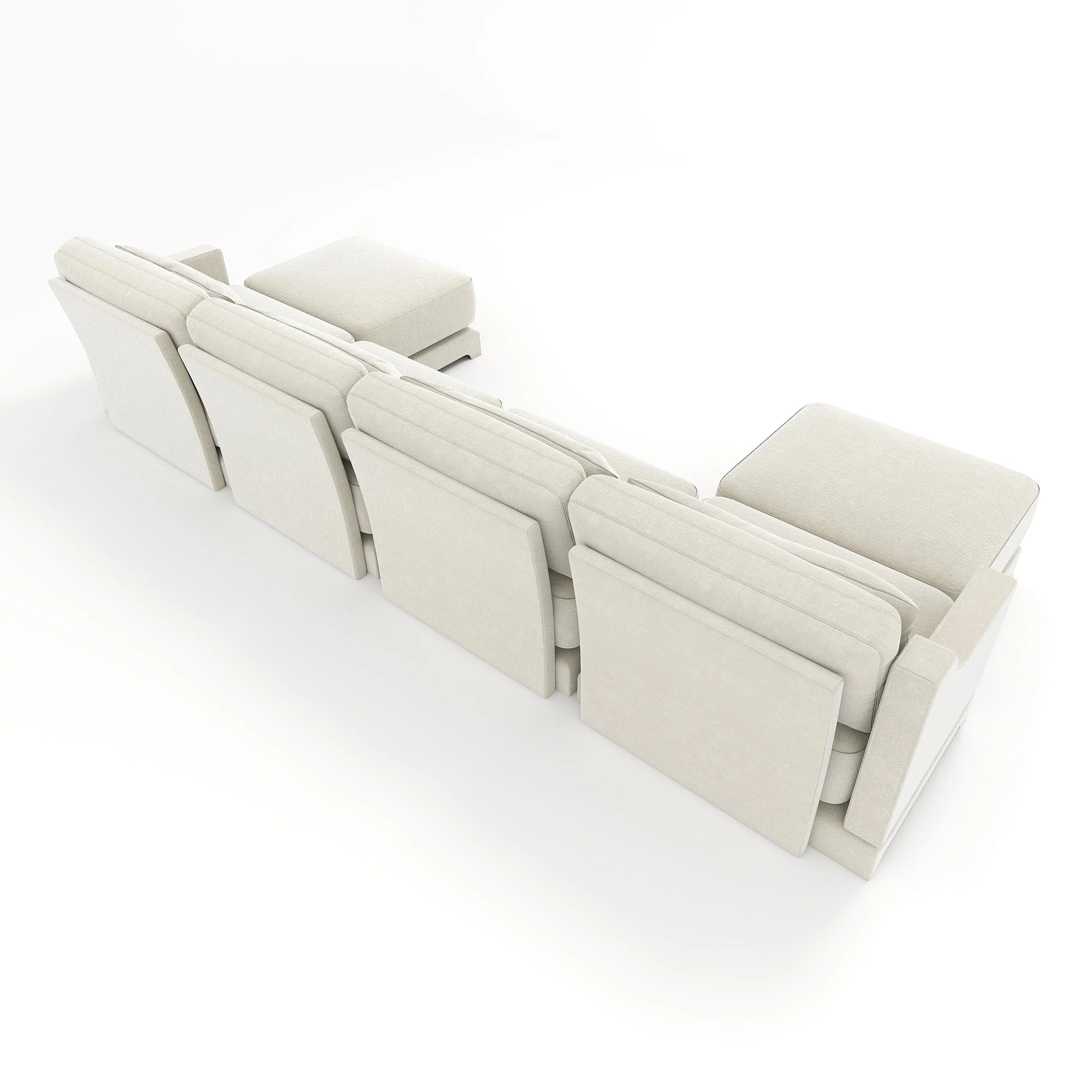 Elegant Four-Seater Sofa with Movable Ottoman and Lumbar Pillow - Image 18