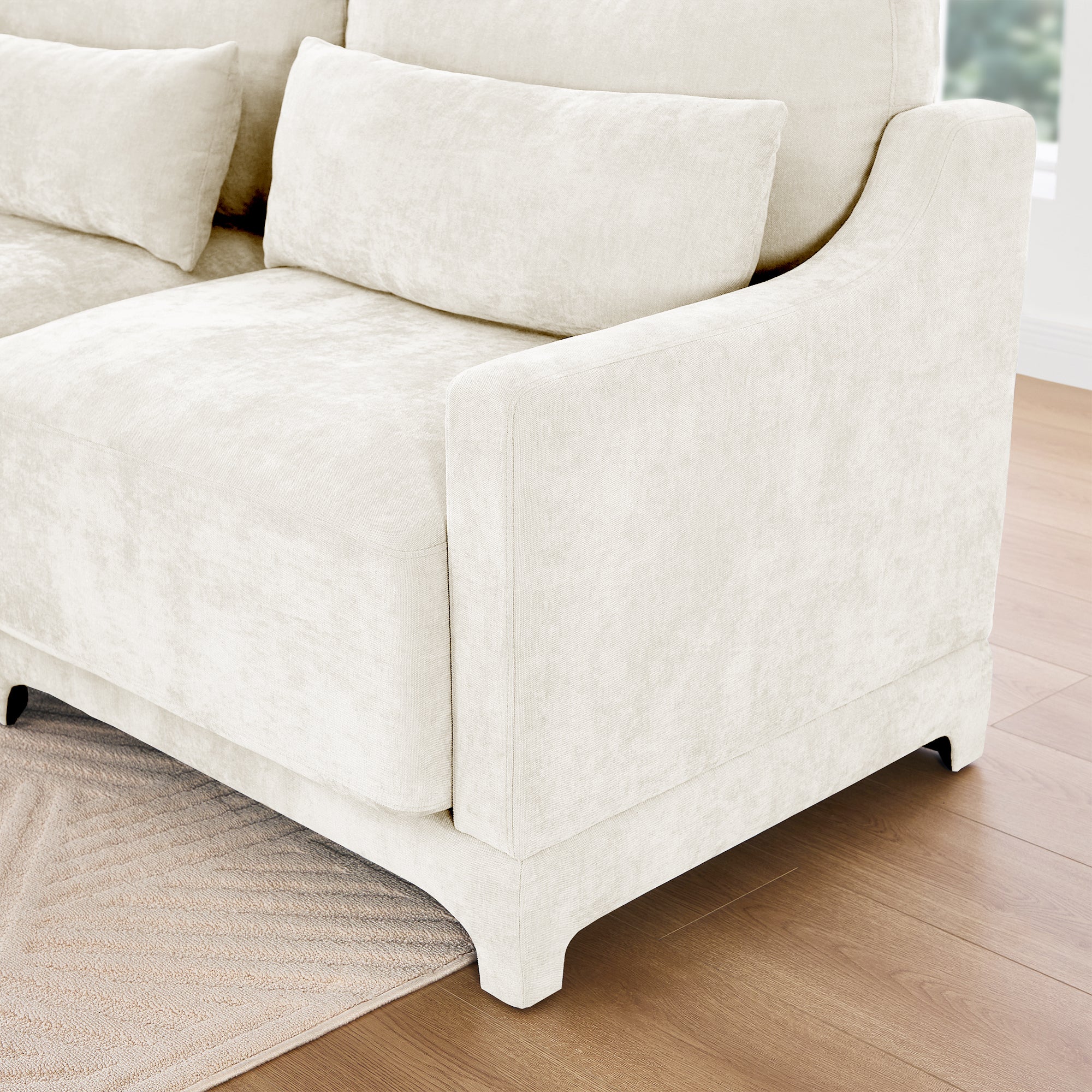 Elegant Four-Seater Sofa with Movable Ottoman and Lumbar Pillow - Image 25