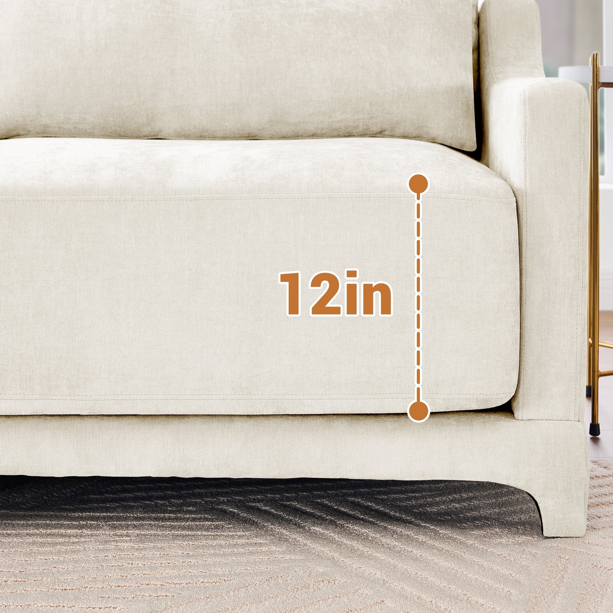 Elegant Four-Seater Sofa with Movable Ottoman and Lumbar Pillow - Image 8