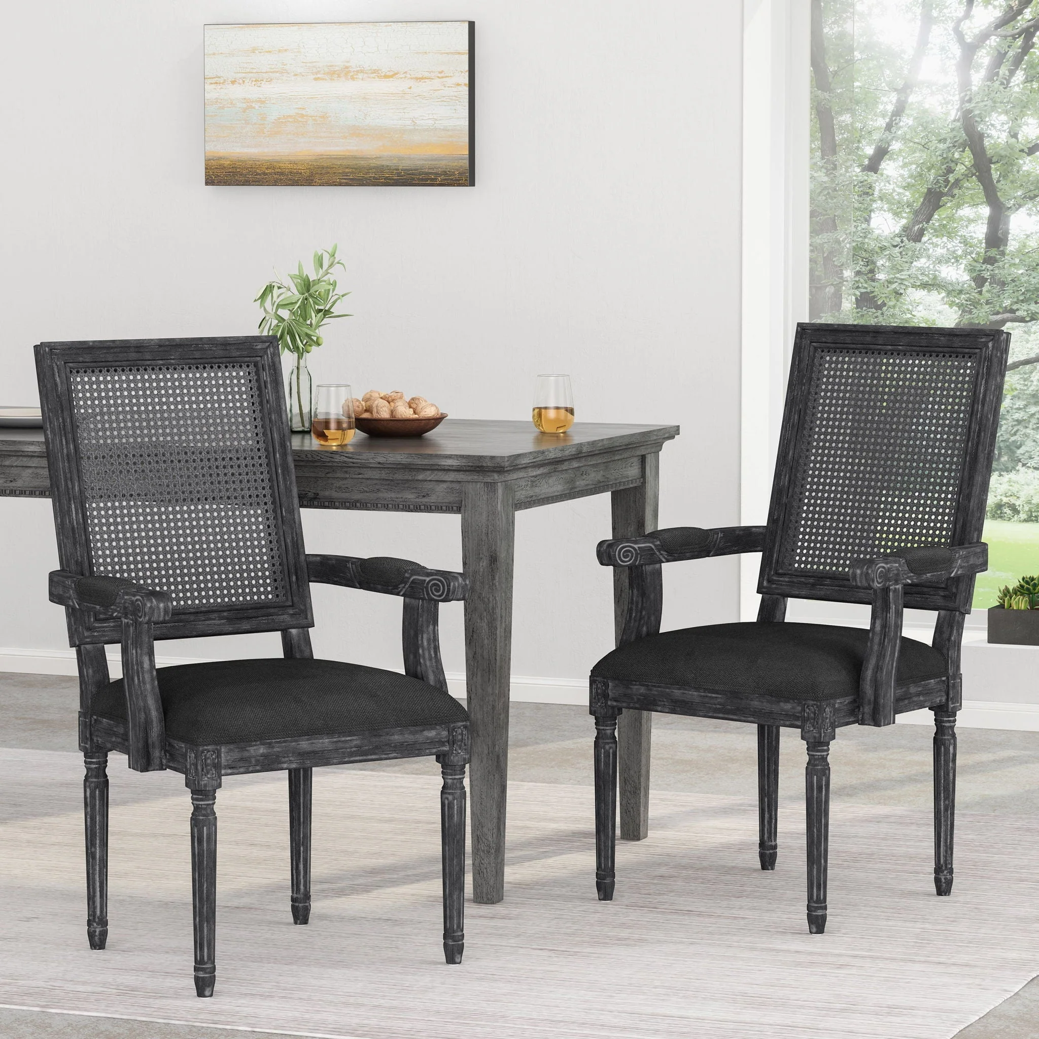 Elegant French Country Style Dining Chair With Cane Backrest - Image 10