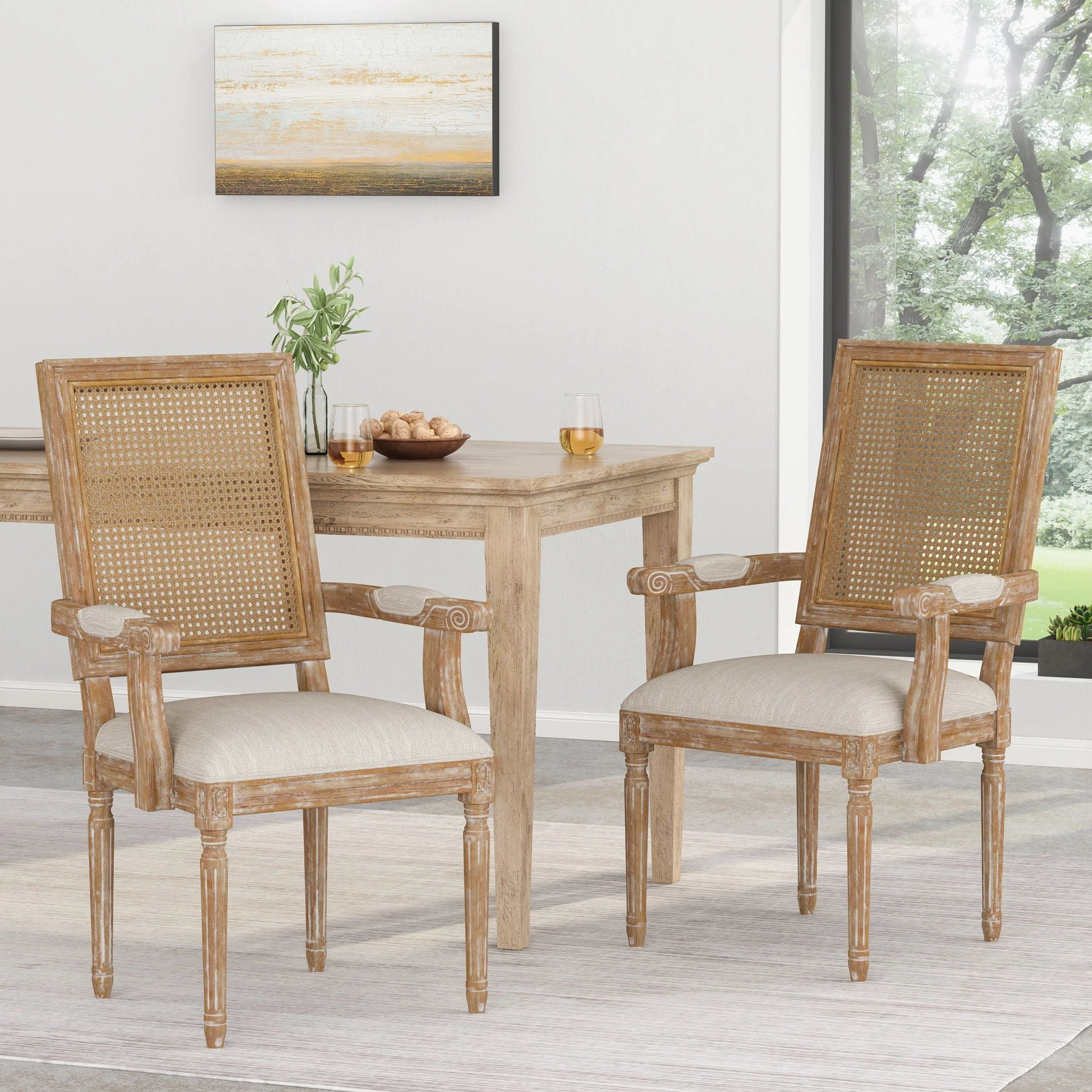 Elegant French Country Style Dining Chair With Cane Backrest - Image 11