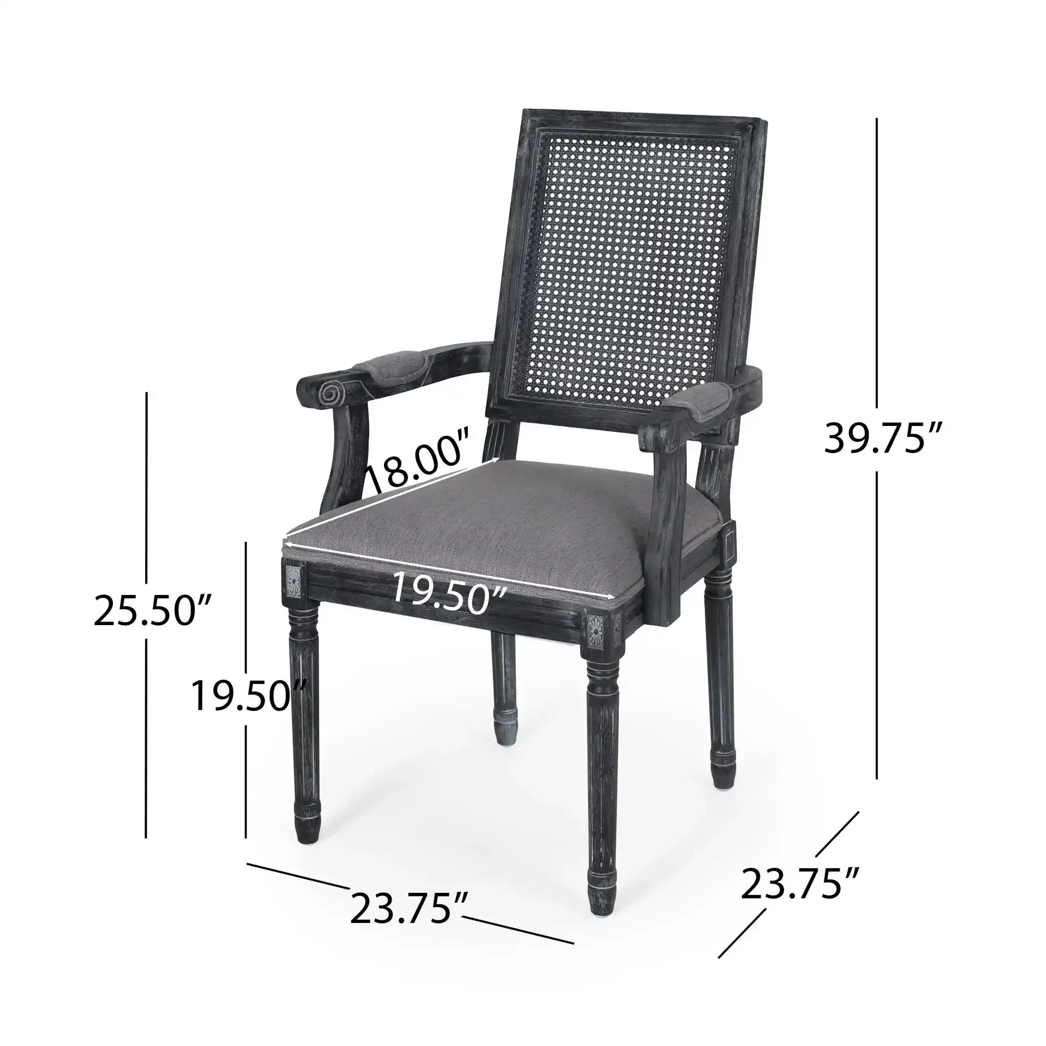 Elegant French Country Style Dining Chair With Cane Backrest - Image 13